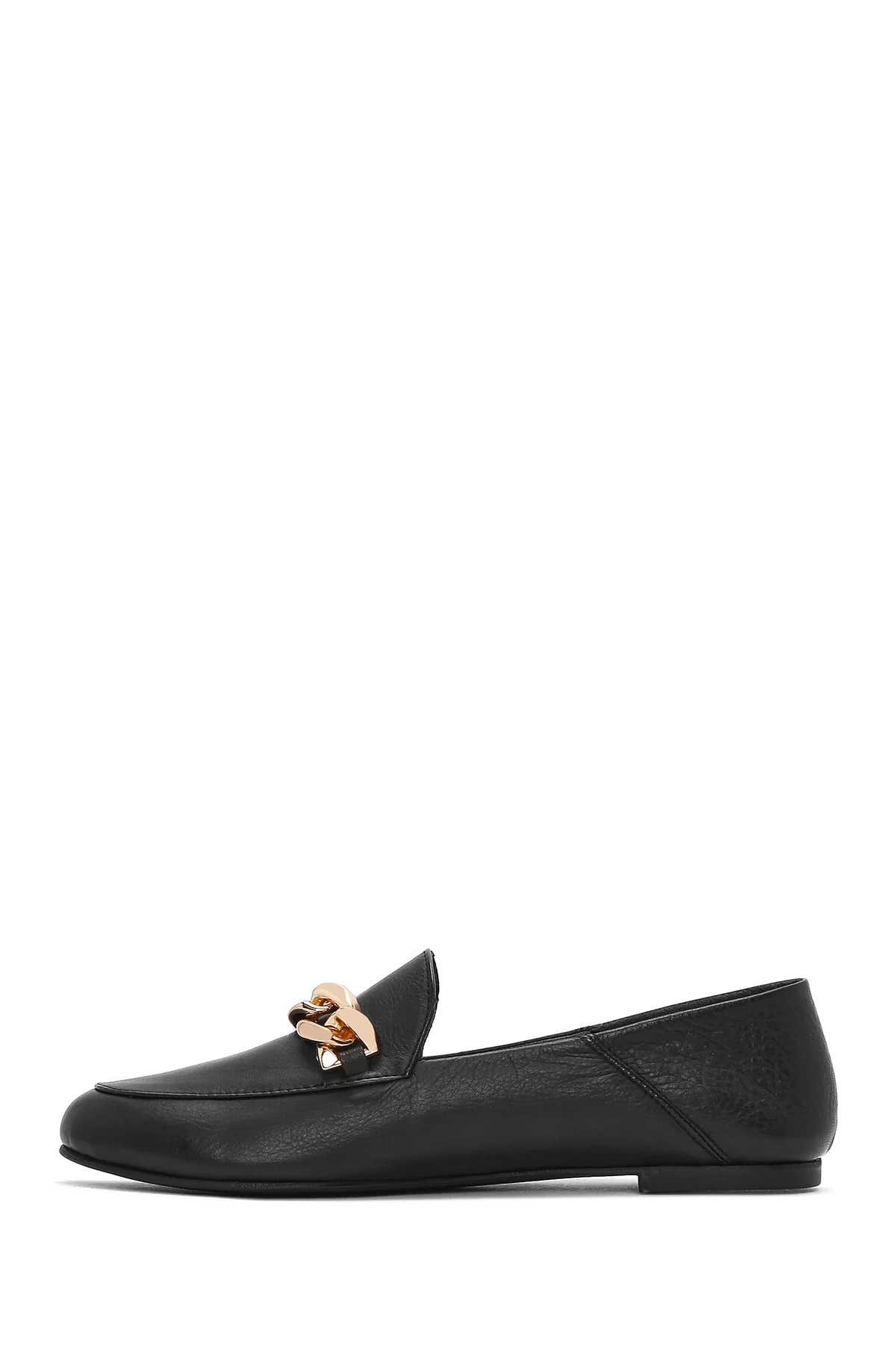 Kadın Siyah Tokalı Deri Maskülen Loafer - Image 3