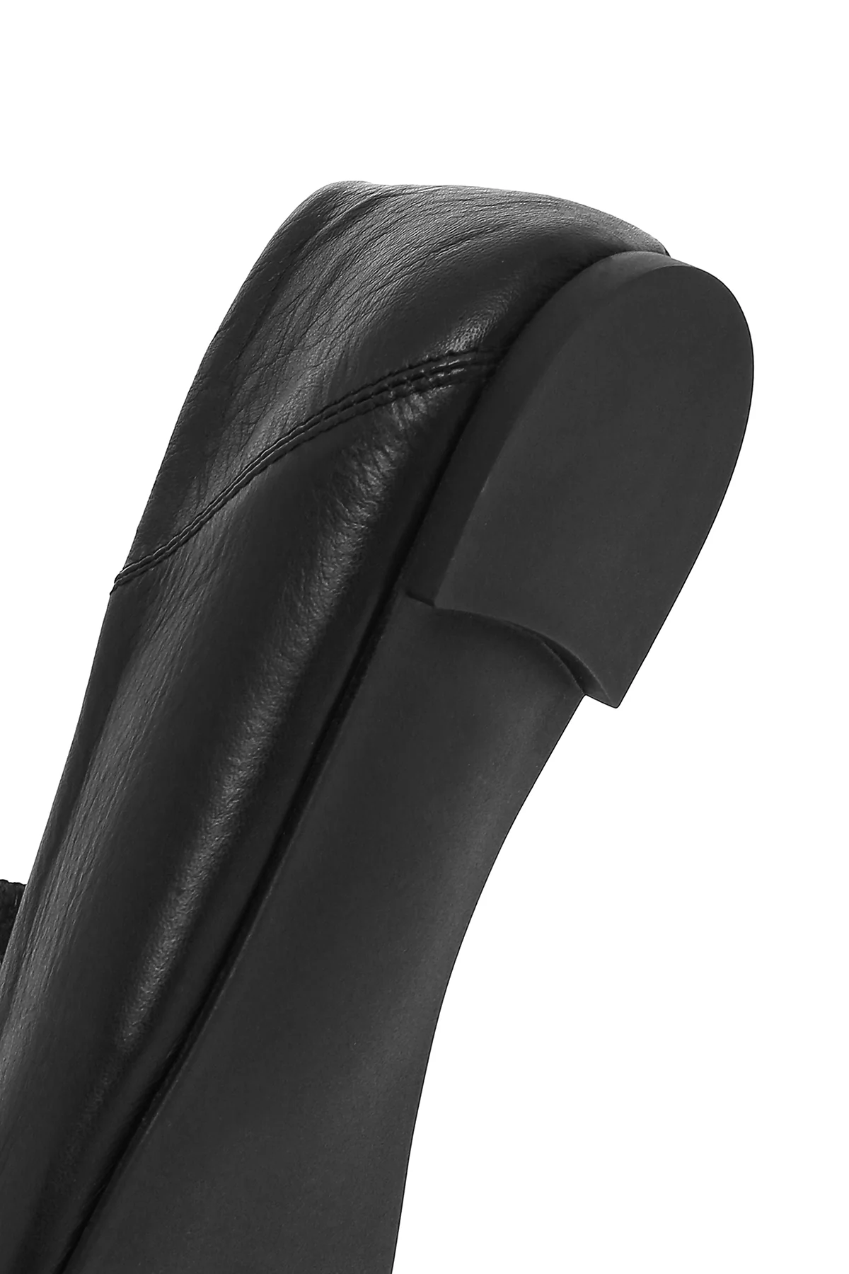 Kadın Siyah Tokalı Deri Maskülen Loafer - Image 9