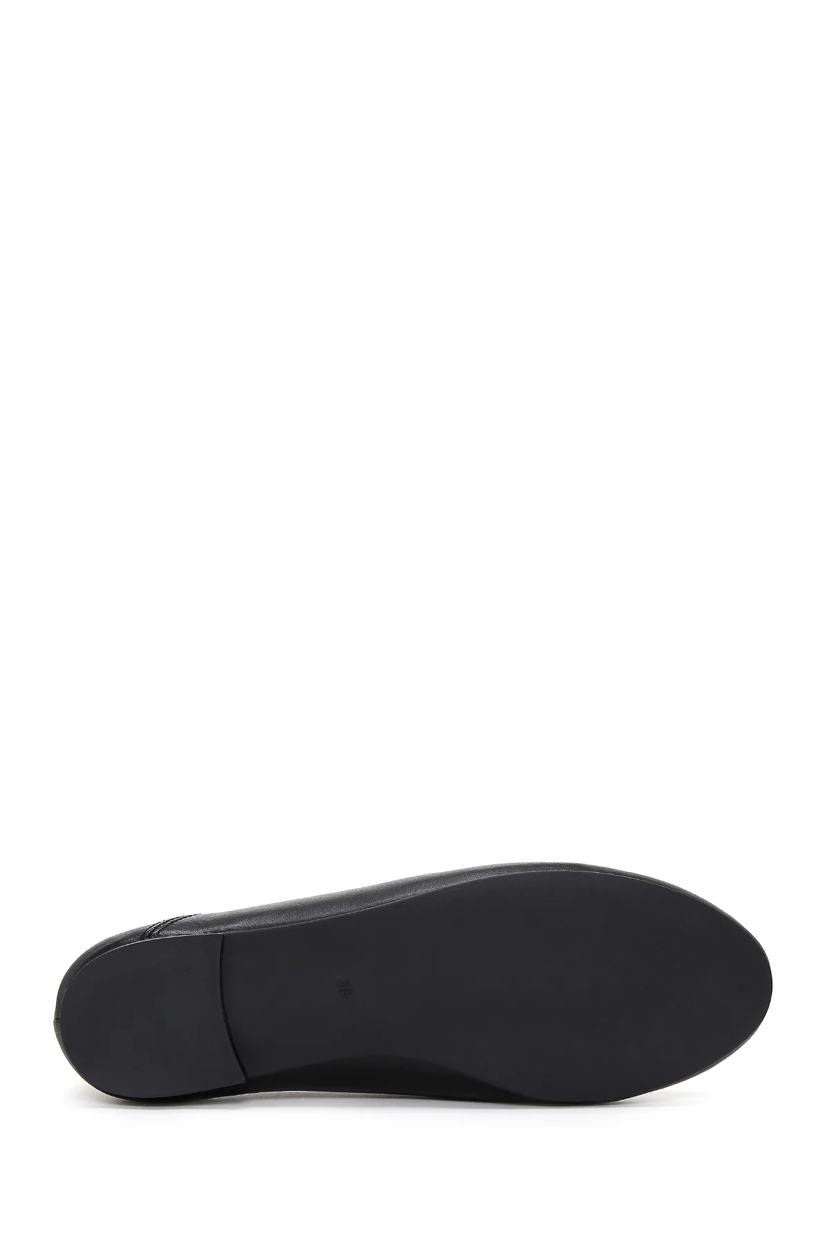 Kadın Siyah Tokalı Deri Maskülen Loafer - Image 5