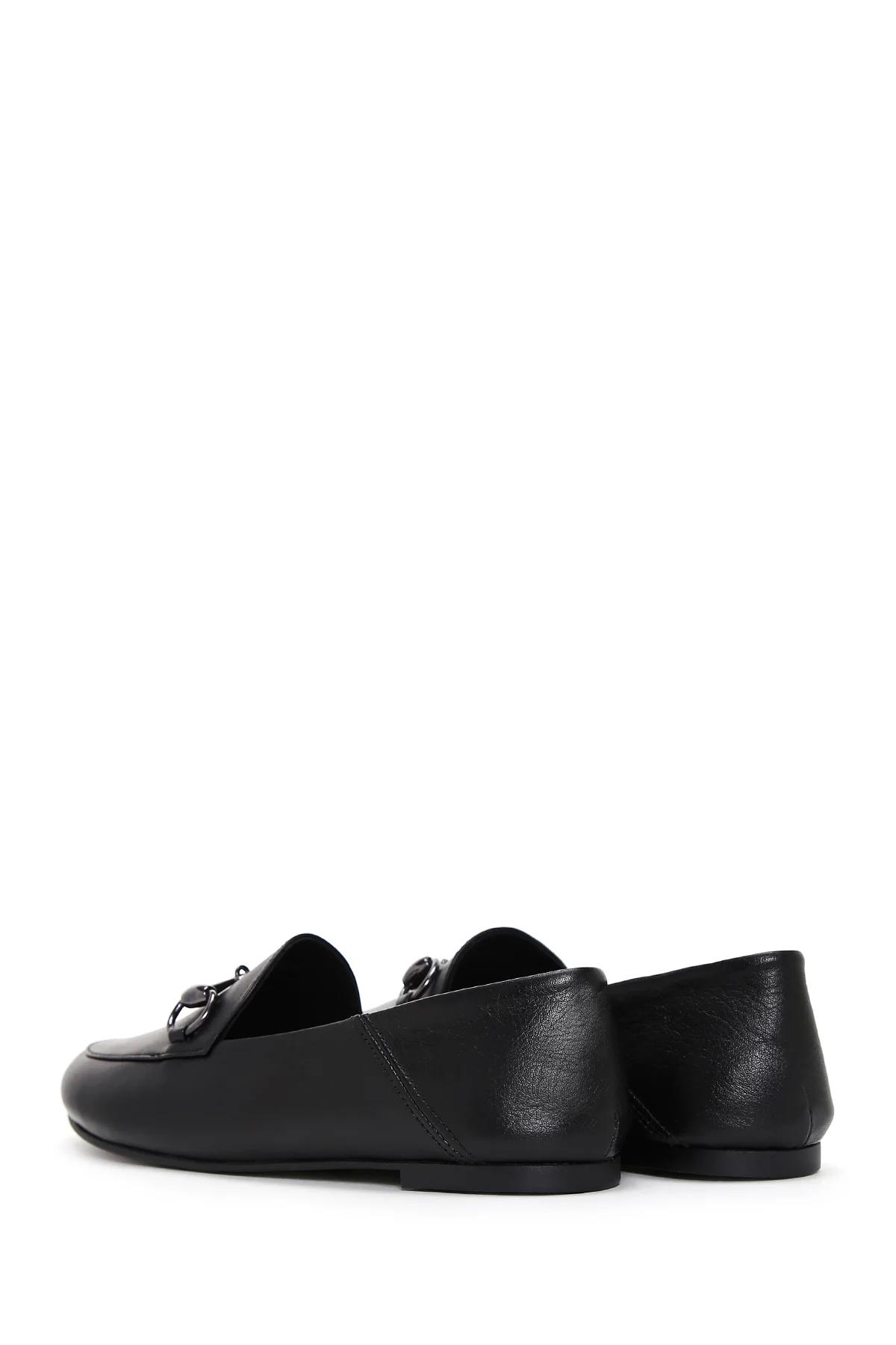 Kadın Siyah Tokalı Deri Maskülen Loafer - Image 6