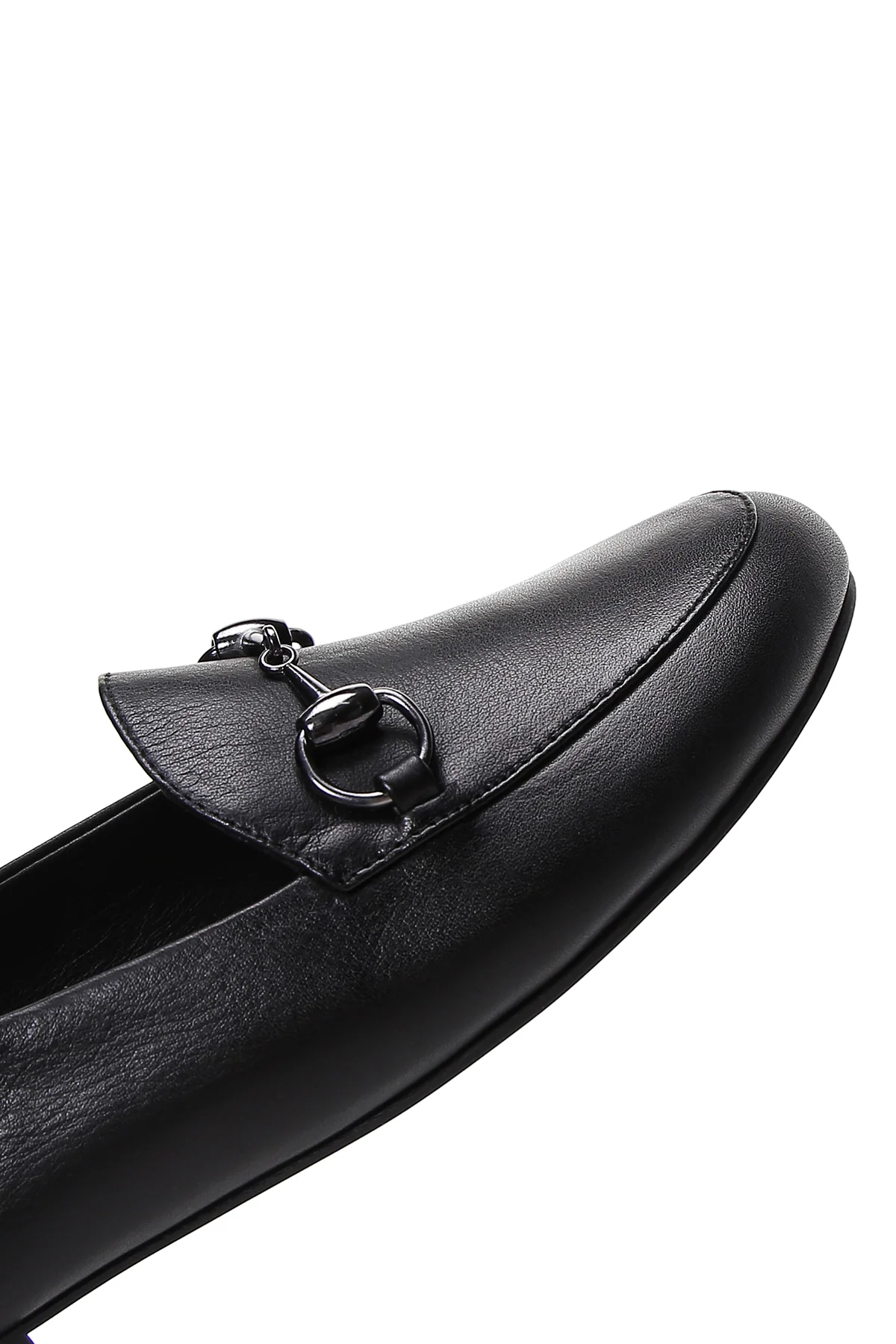 Kadın Siyah Tokalı Deri Maskülen Loafer - Image 7
