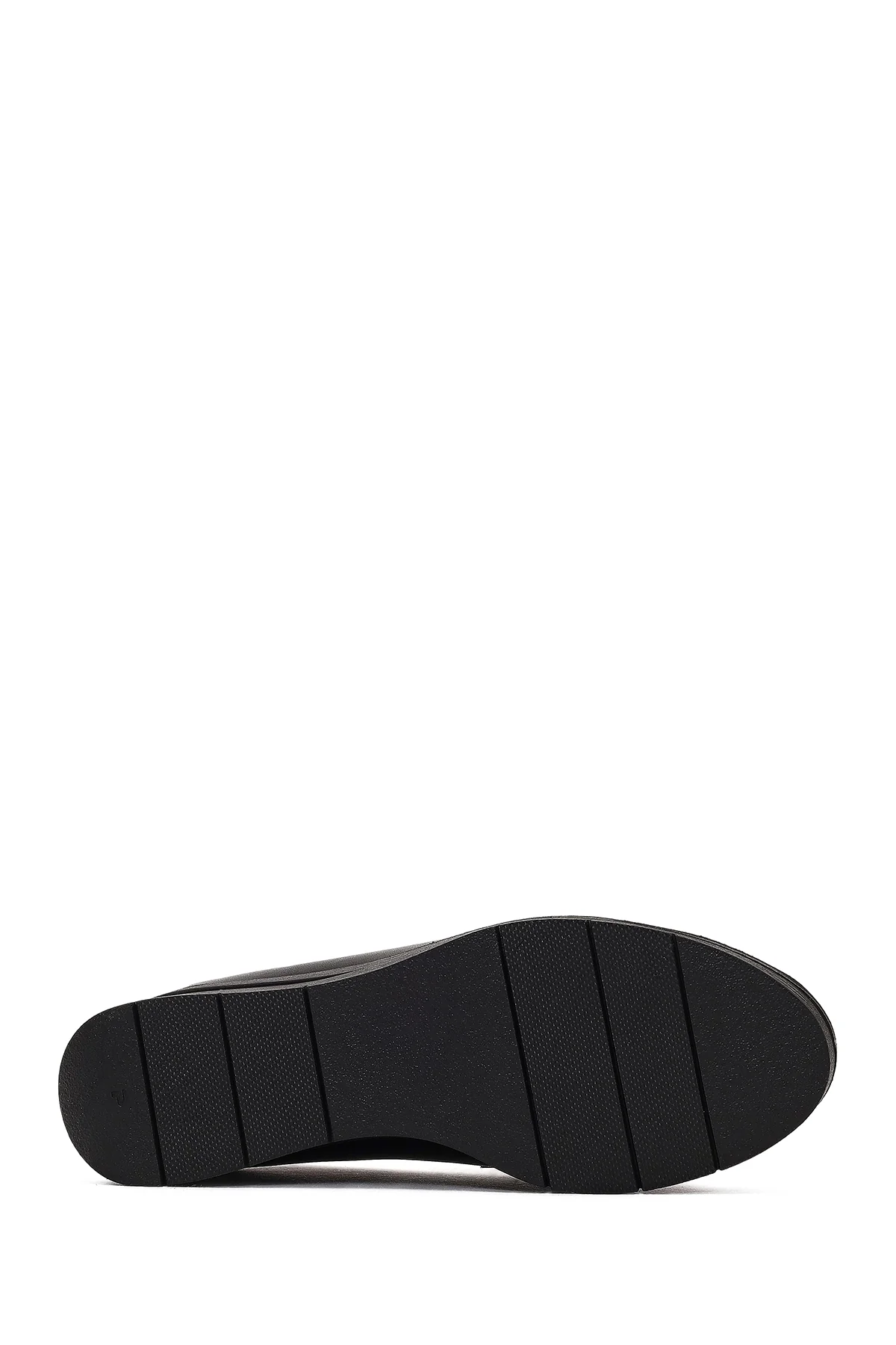 Kadın Siyah Tokalı Dolgu Topuklu Deri Comfort Loafer - Image 4