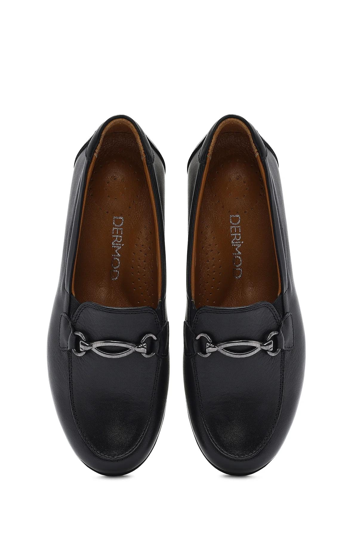 Kadın Siyah Tokalı Dolgu Topuklu Deri Comfort Loafer - Image 4