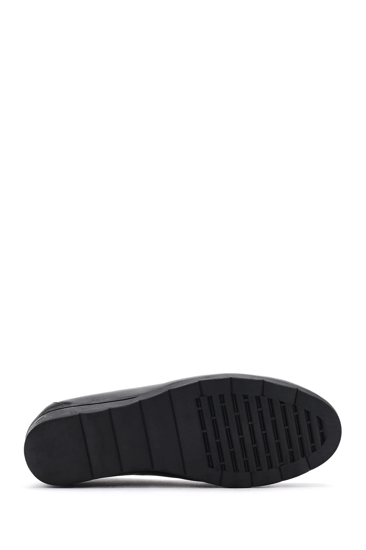 Kadın Siyah Tokalı Dolgu Topuklu Deri Comfort Loafer - Image 5