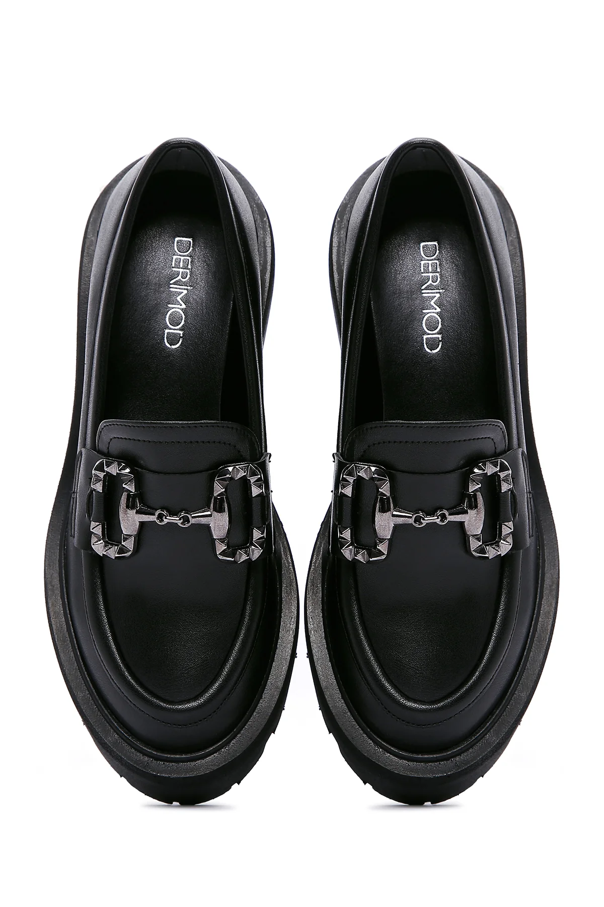Kadın Siyah Tokalı Kalın Tabanlı Maskülen Loafer - Image 7