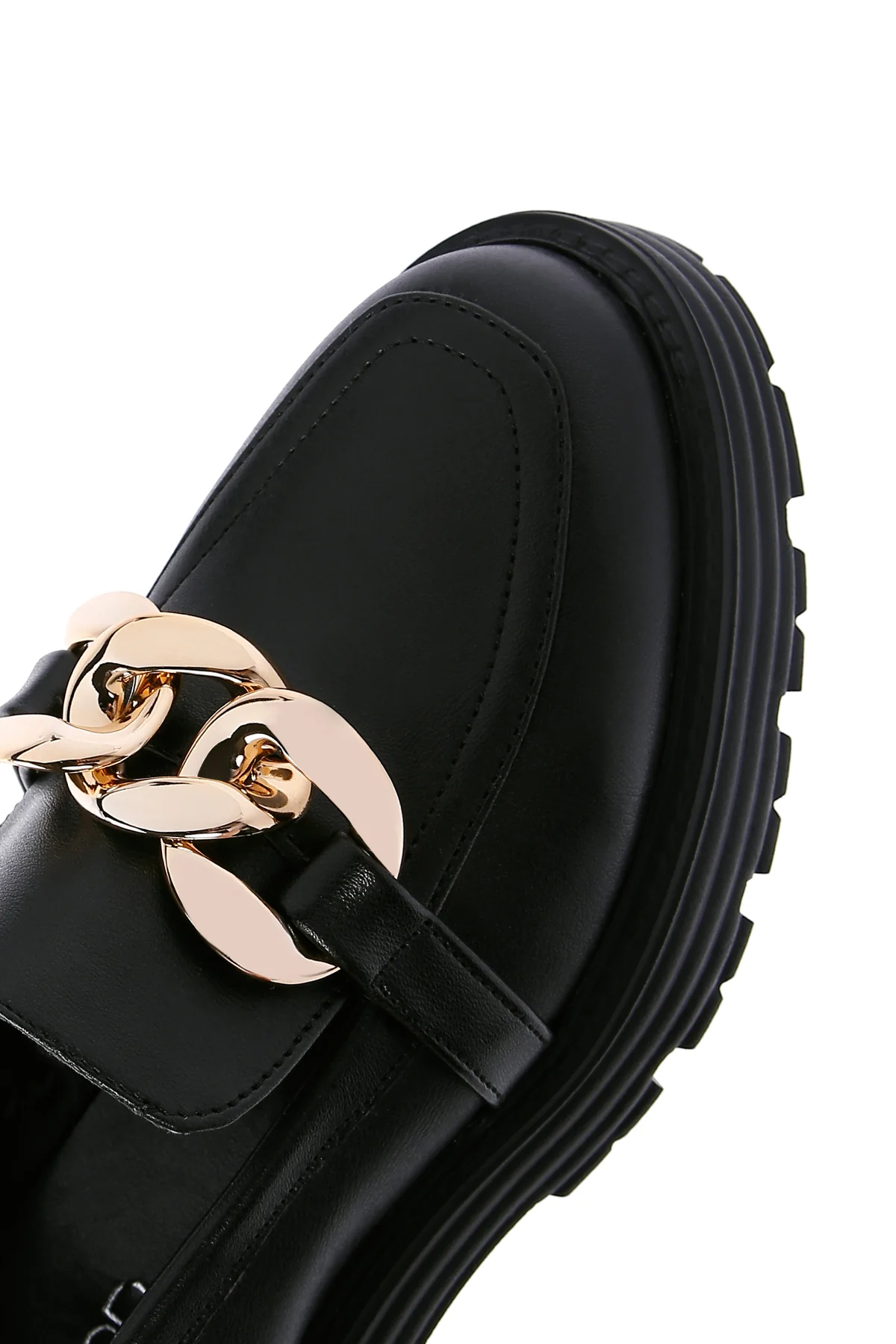 Kadın Siyah Tokalı Maskülen Loafer - Image 9