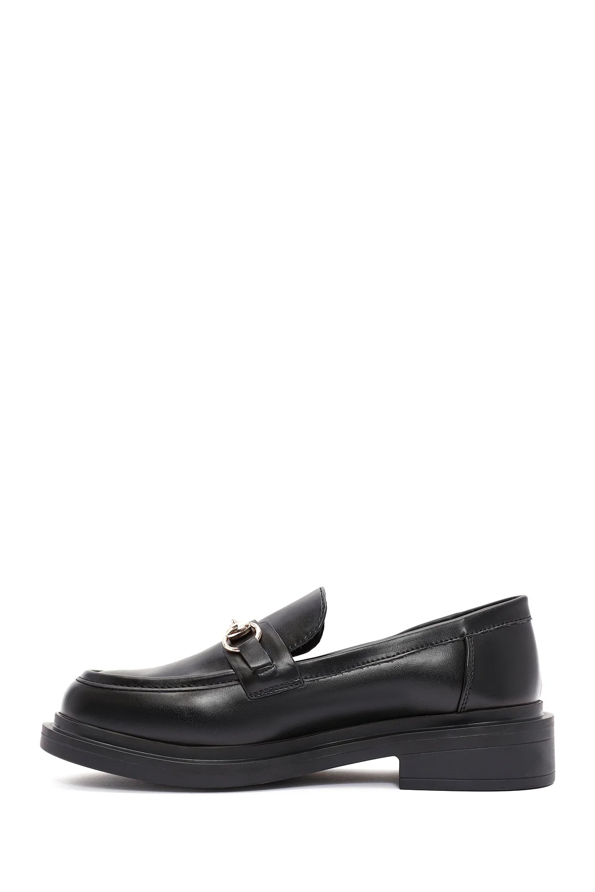 Kadın Siyah Tokalı Maskülen Loafer - Image 2