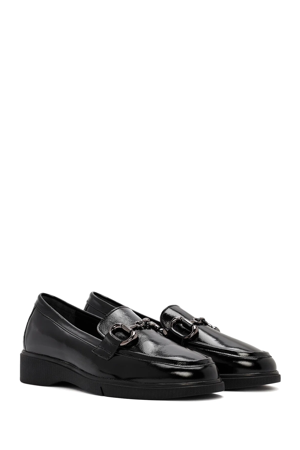 Kadın Siyah Tokalı Rugan Deri Comfort Loafer - Image 3
