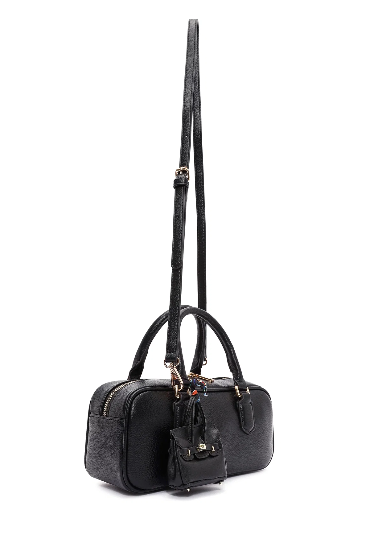Kadın Siyah Uzun Askılı Aksesuar Detaylı Kol Çantası - Image 6