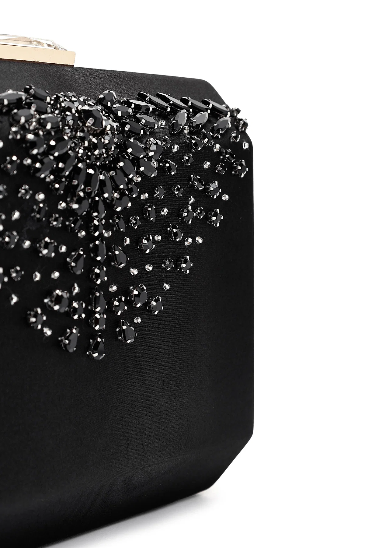 Kadın Siyah Uzun Zincir Askılı Taşlı Mini Abiye Kutu Çanta - Image 11