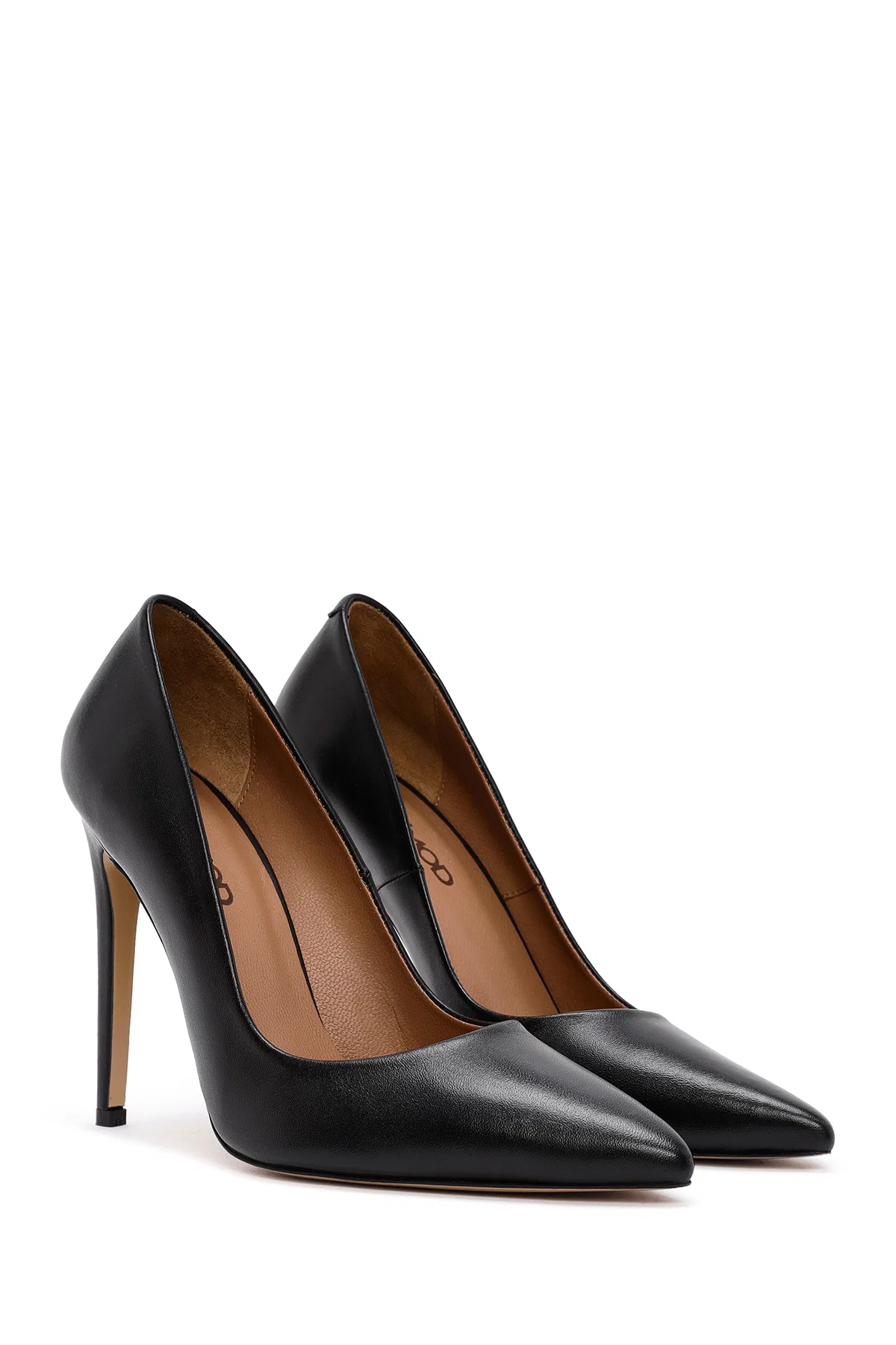 Kadın Siyah Yüksek İnce Topuklu Deri Stiletto - Image 3