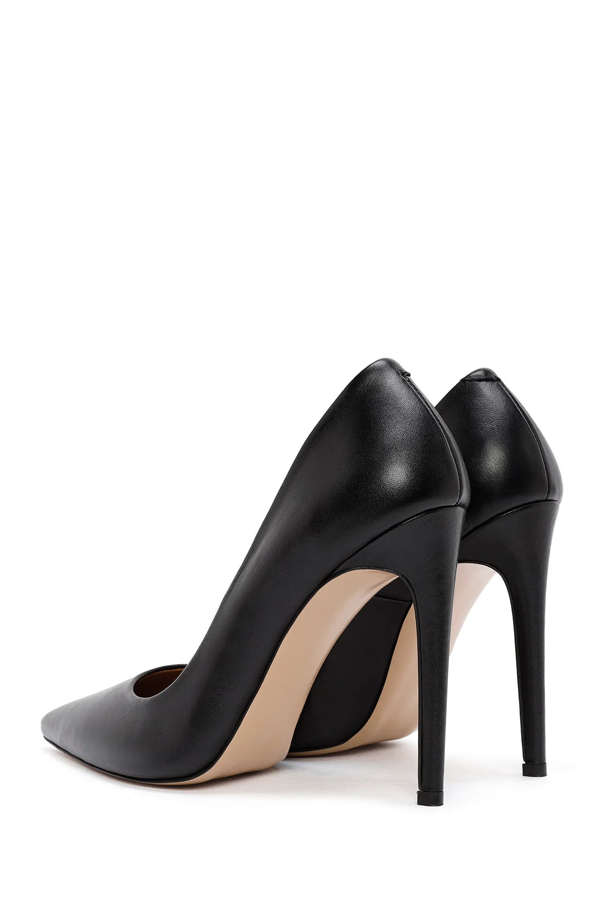 Kadın Siyah Yüksek İnce Topuklu Deri Stiletto - Image 6