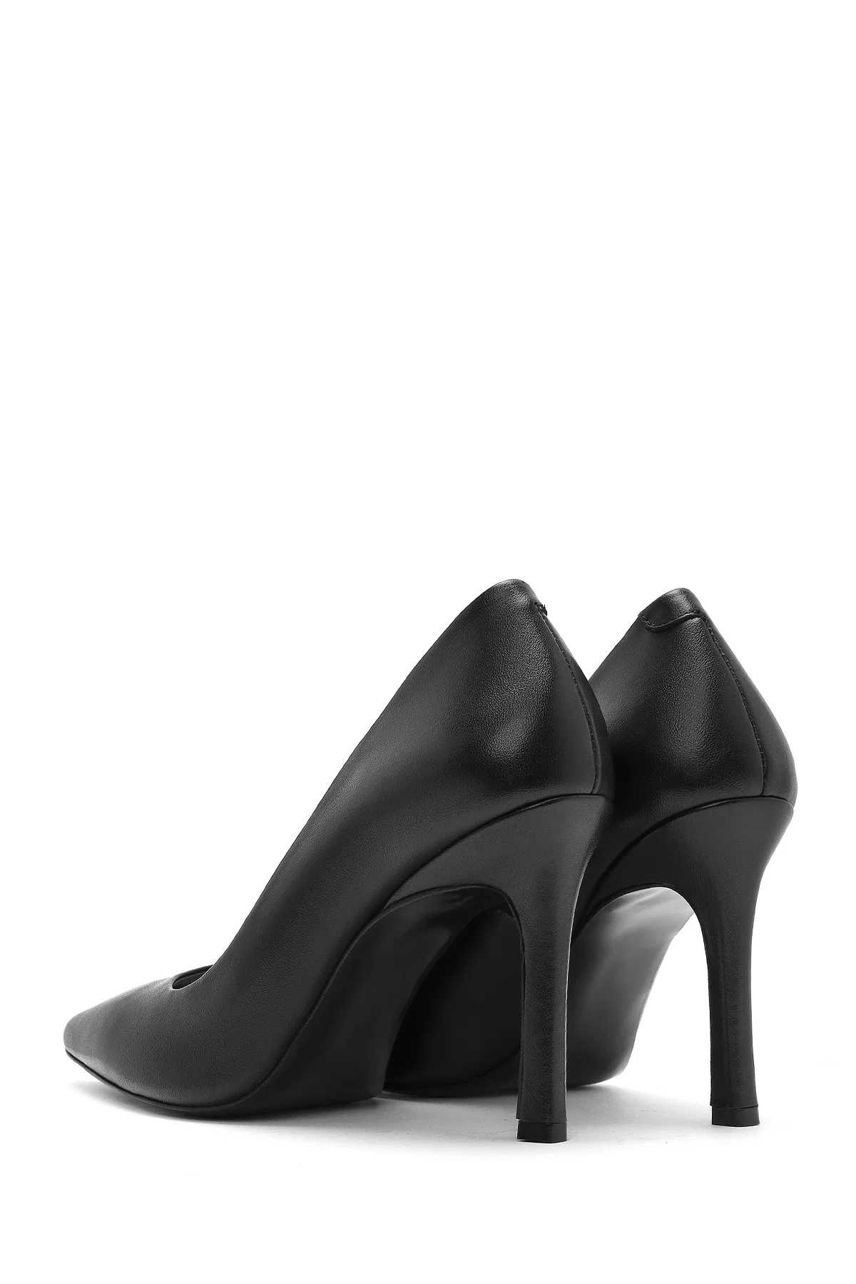 Kadın Siyah Yüksek İnce Topuklu Deri Stiletto - Image 6