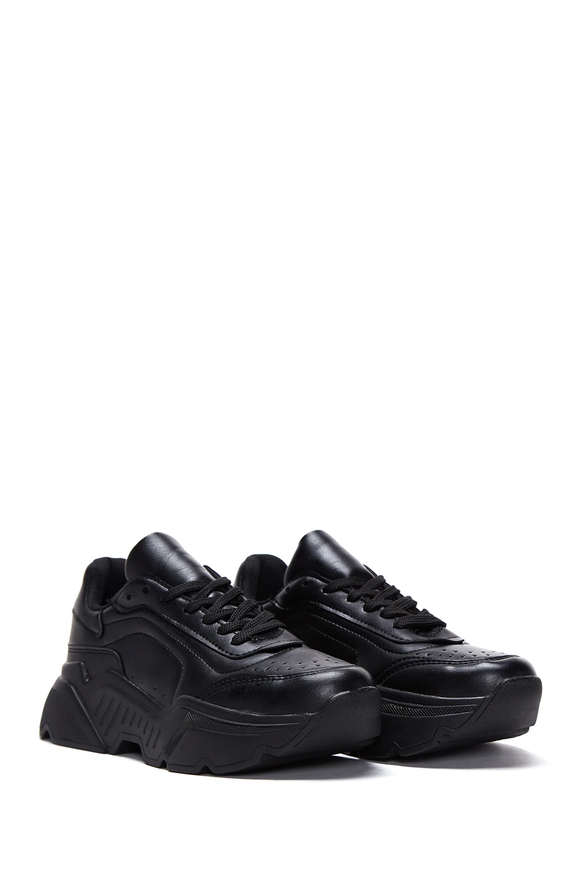 Kadın Siyah Yüksek Taban Sneaker - Image 3