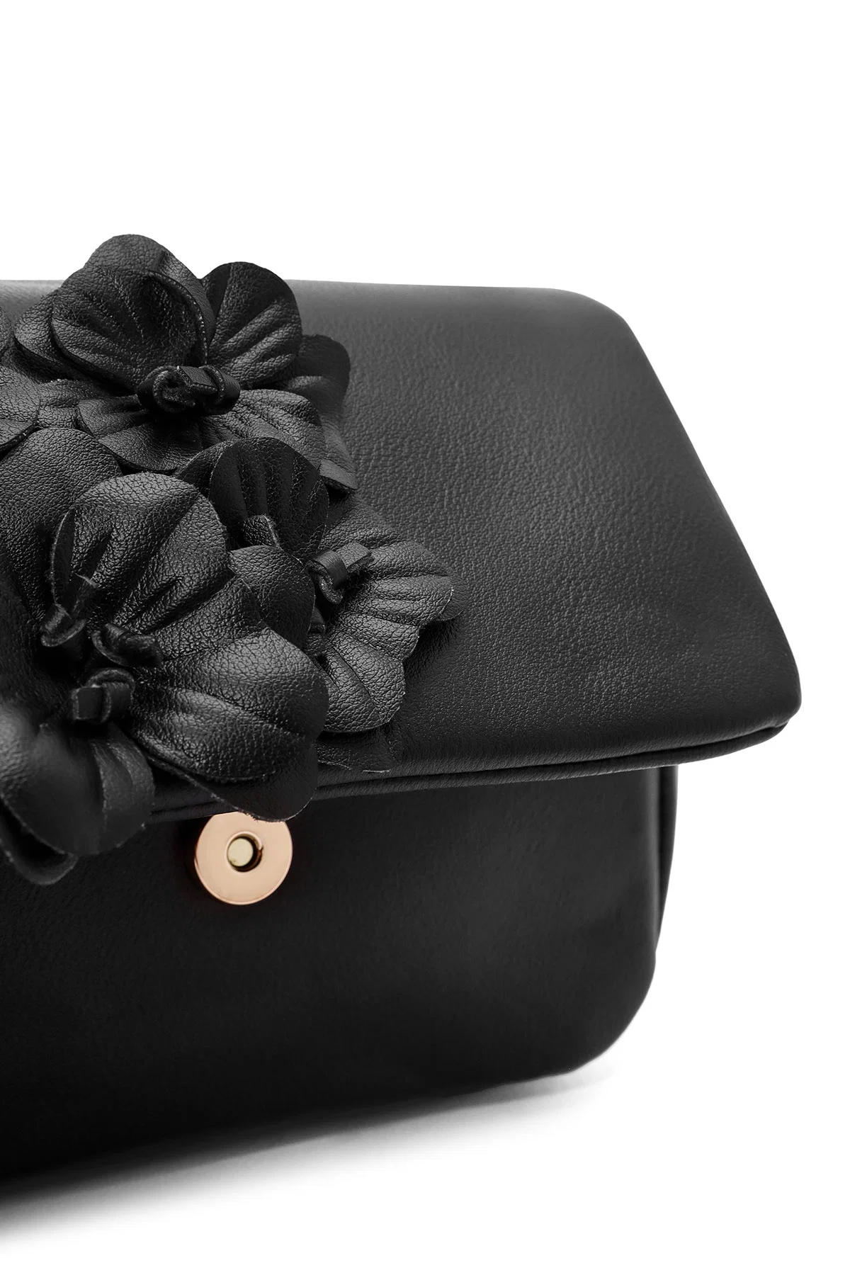 Kadın Siyah Zincir Askılı Floral Detaylı Mini Omuz Çantası - Image 11