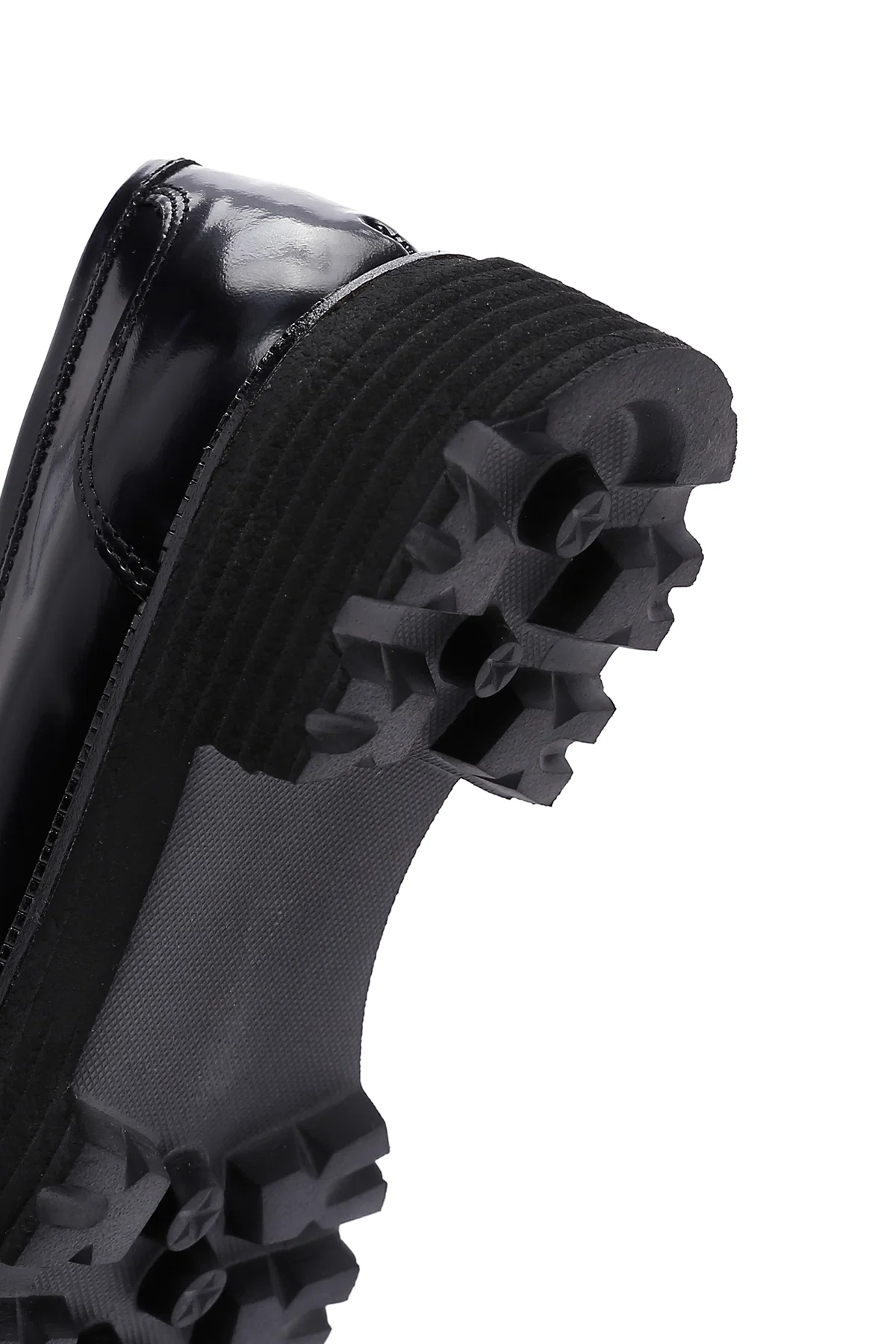 Kadın Siyah Zincir Detaylı Deri Maskülen Loafer - Image 7