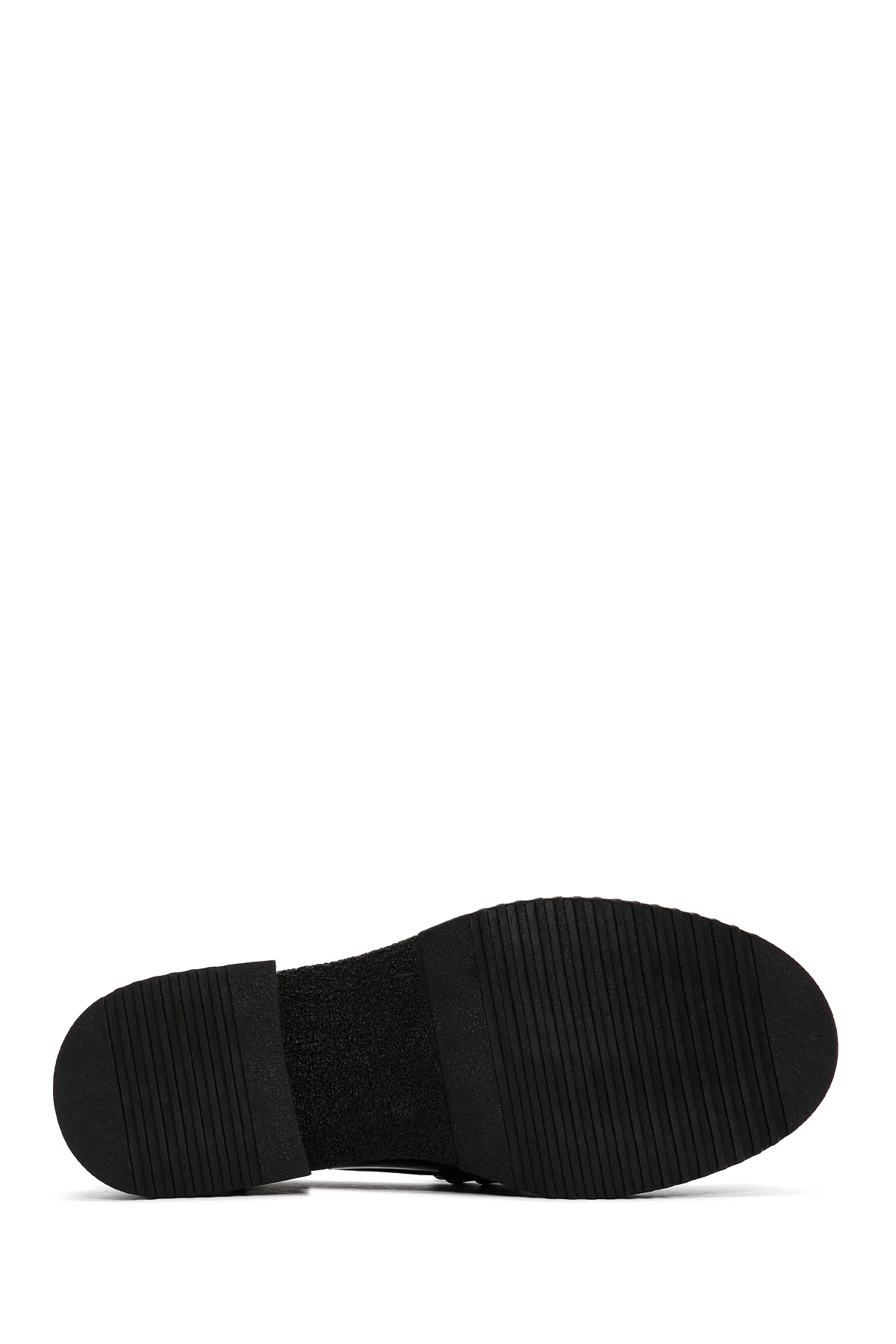 Kadın Siyah Zincir Detaylı Deri Maskülen Loafer - Image 4