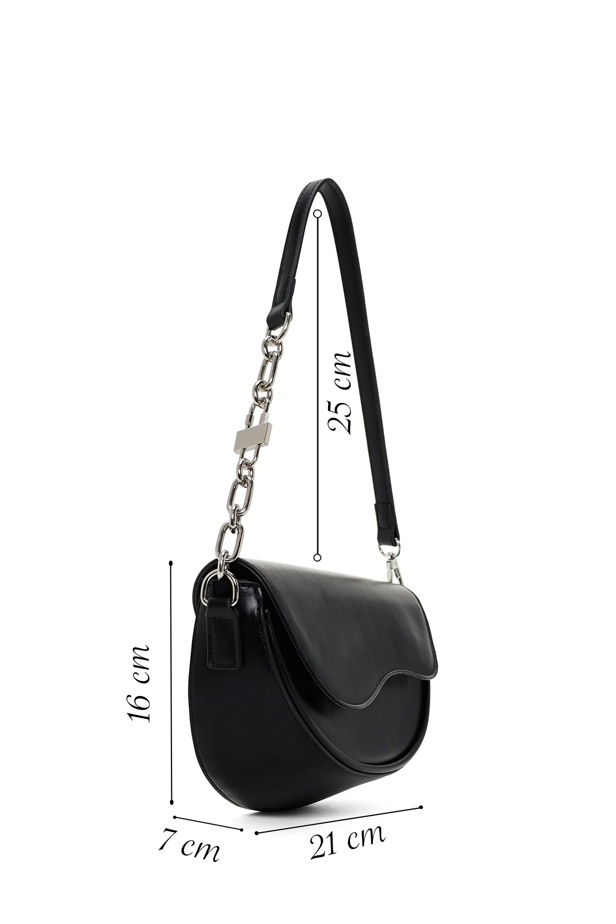 Kadın Siyah Zincir Detaylı Omuz Çantası - Image 2