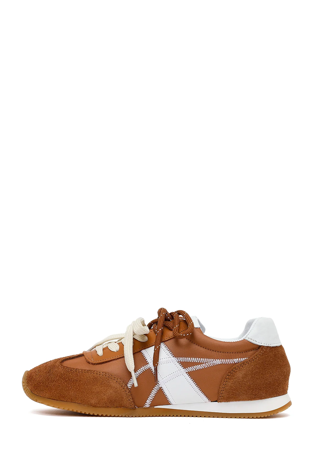 Kadın Taba Bağcıklı Deri Sneaker - Image 3