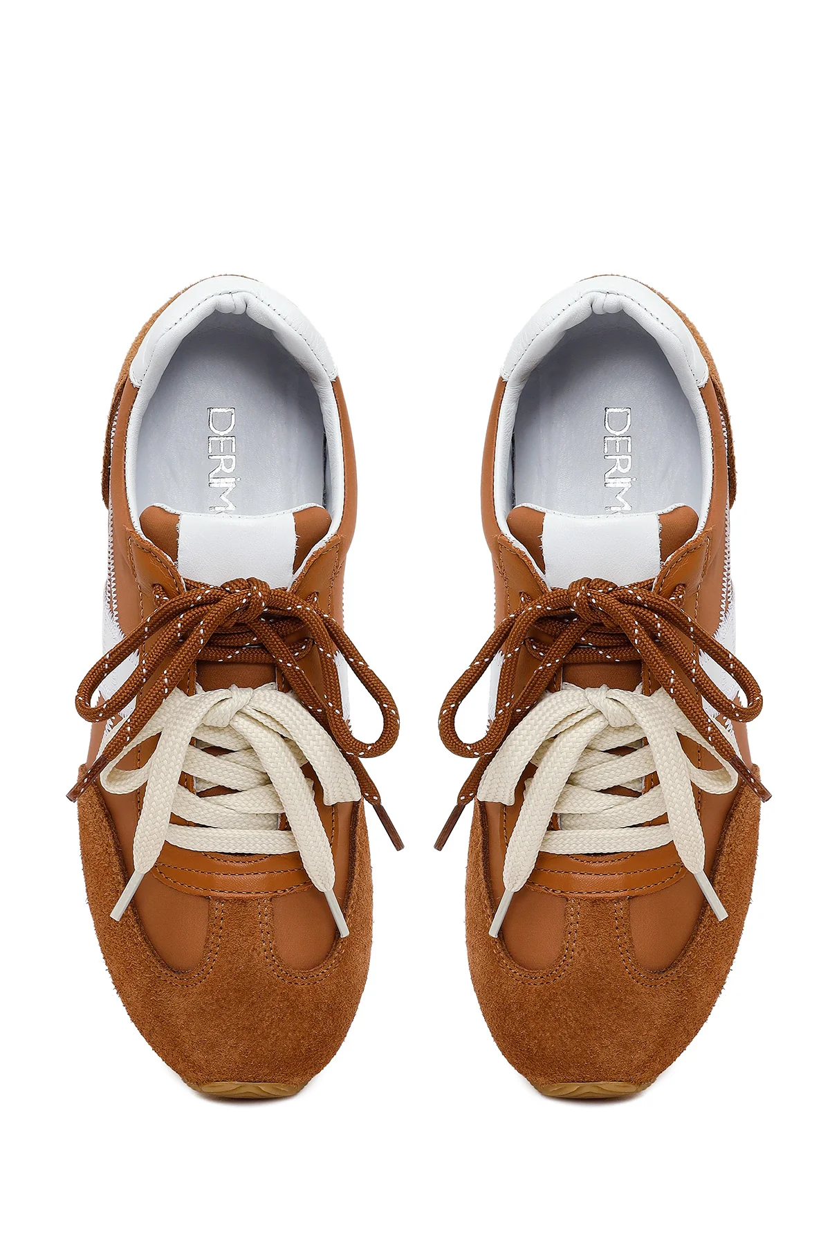 Kadın Taba Bağcıklı Deri Sneaker - Image 4