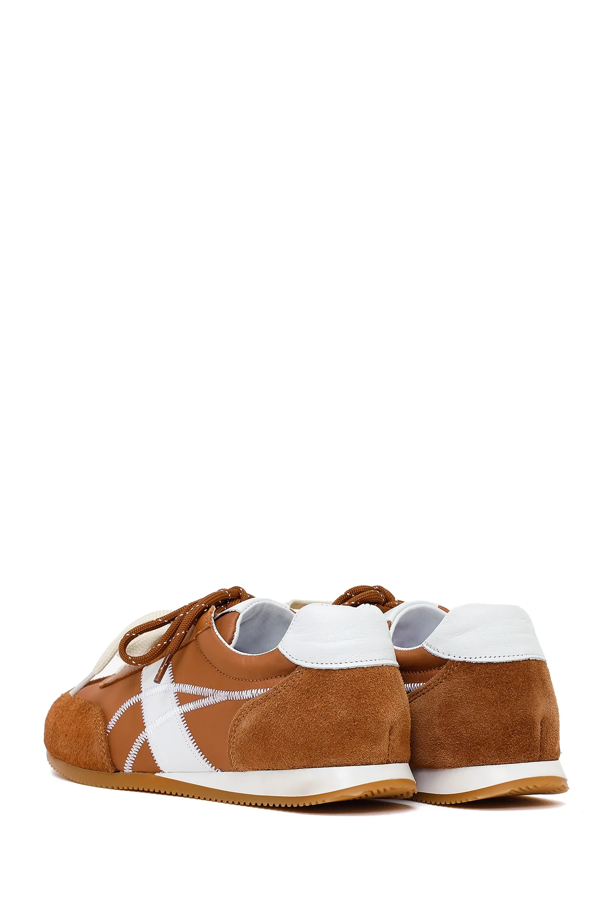 Kadın Taba Bağcıklı Deri Sneaker - Image 6
