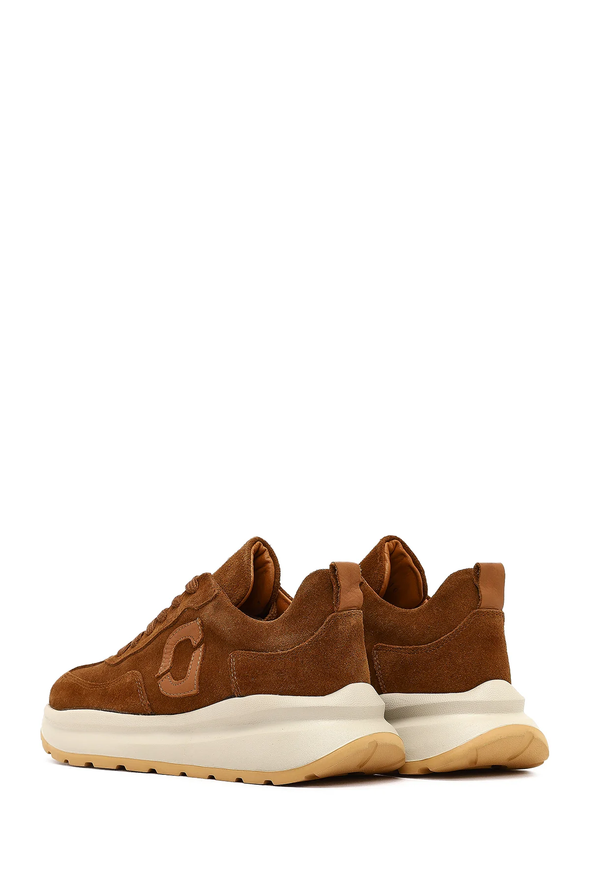 Kadın Taba Bağcıklı Kalın Tabanlı Süet Deri Sneaker - Image 5