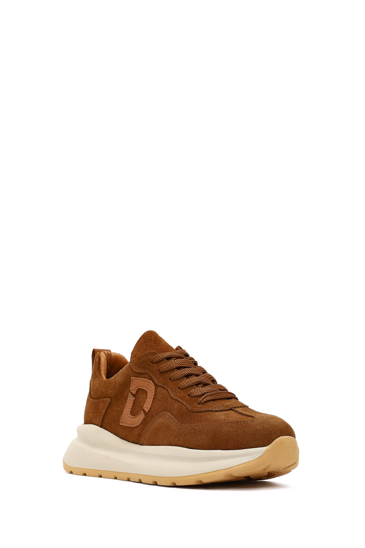 Kadın Taba Bağcıklı Kalın Tabanlı Süet Deri Sneaker - Image 6