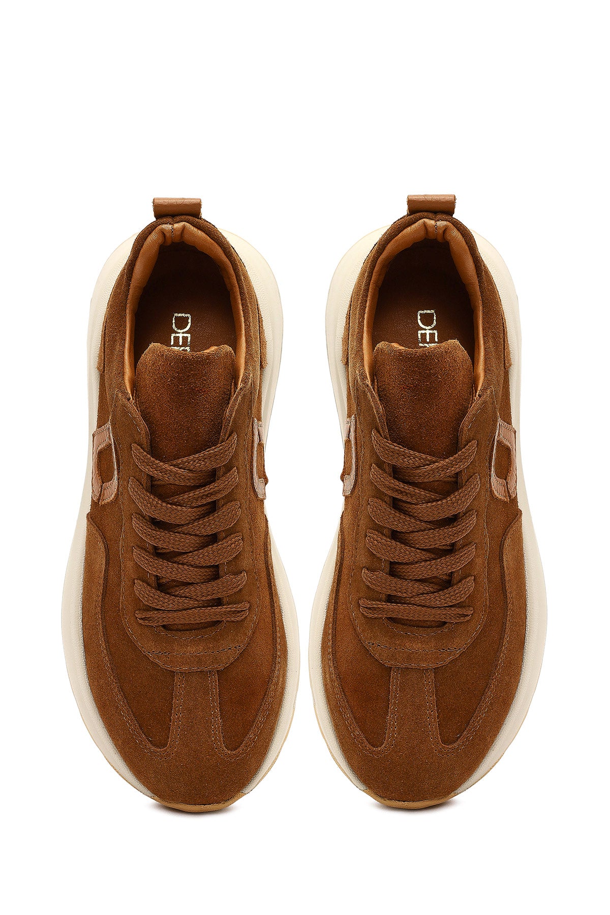 Kadın Taba Bağcıklı Kalın Tabanlı Süet Deri Sneaker - Image 7