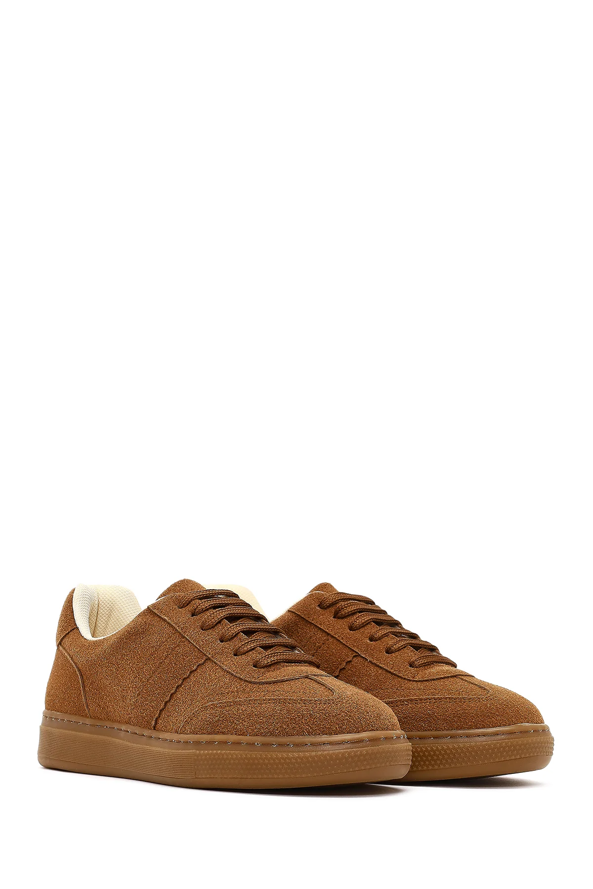 Kadın Taba Bağcıklı Kalın Tabanlı Süet Sneaker - Image 3