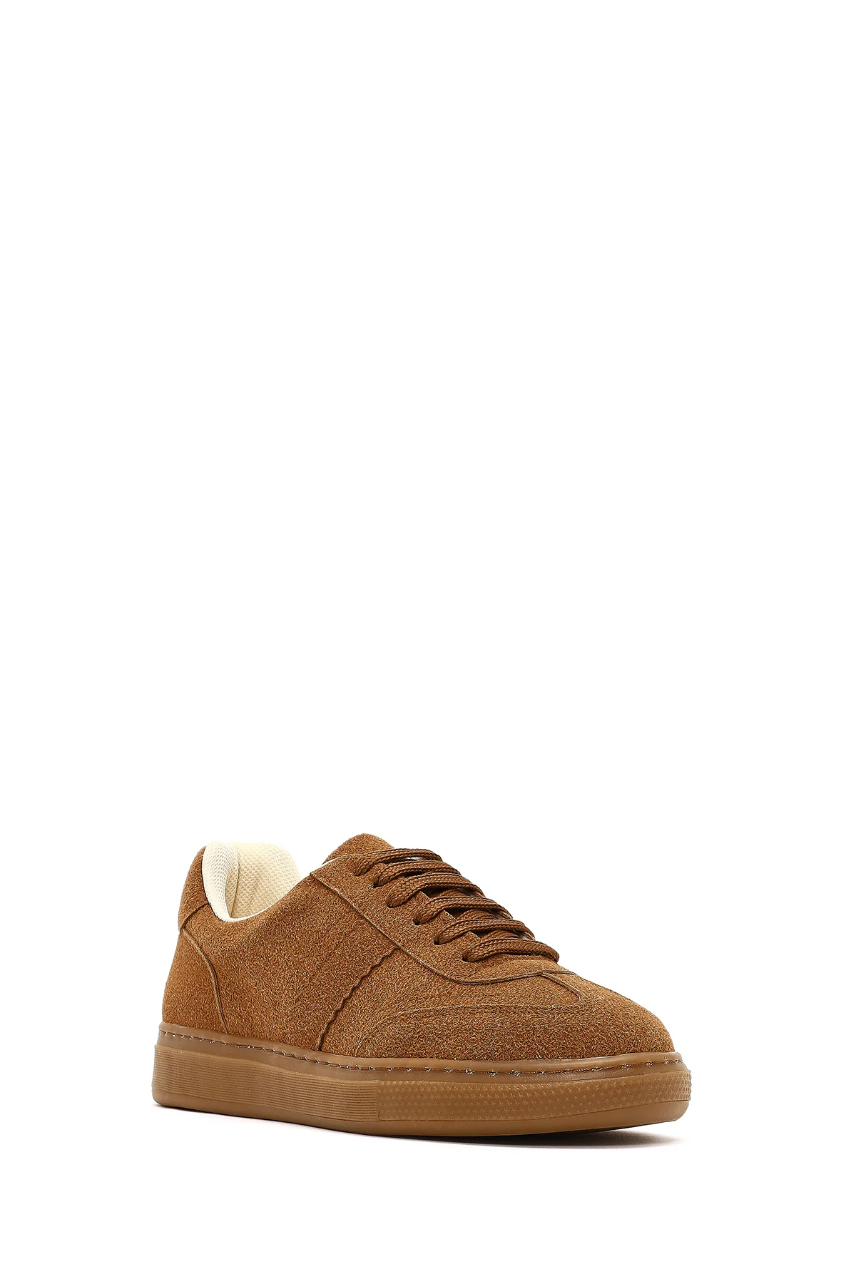 Kadın Taba Bağcıklı Kalın Tabanlı Süet Sneaker - Image 6