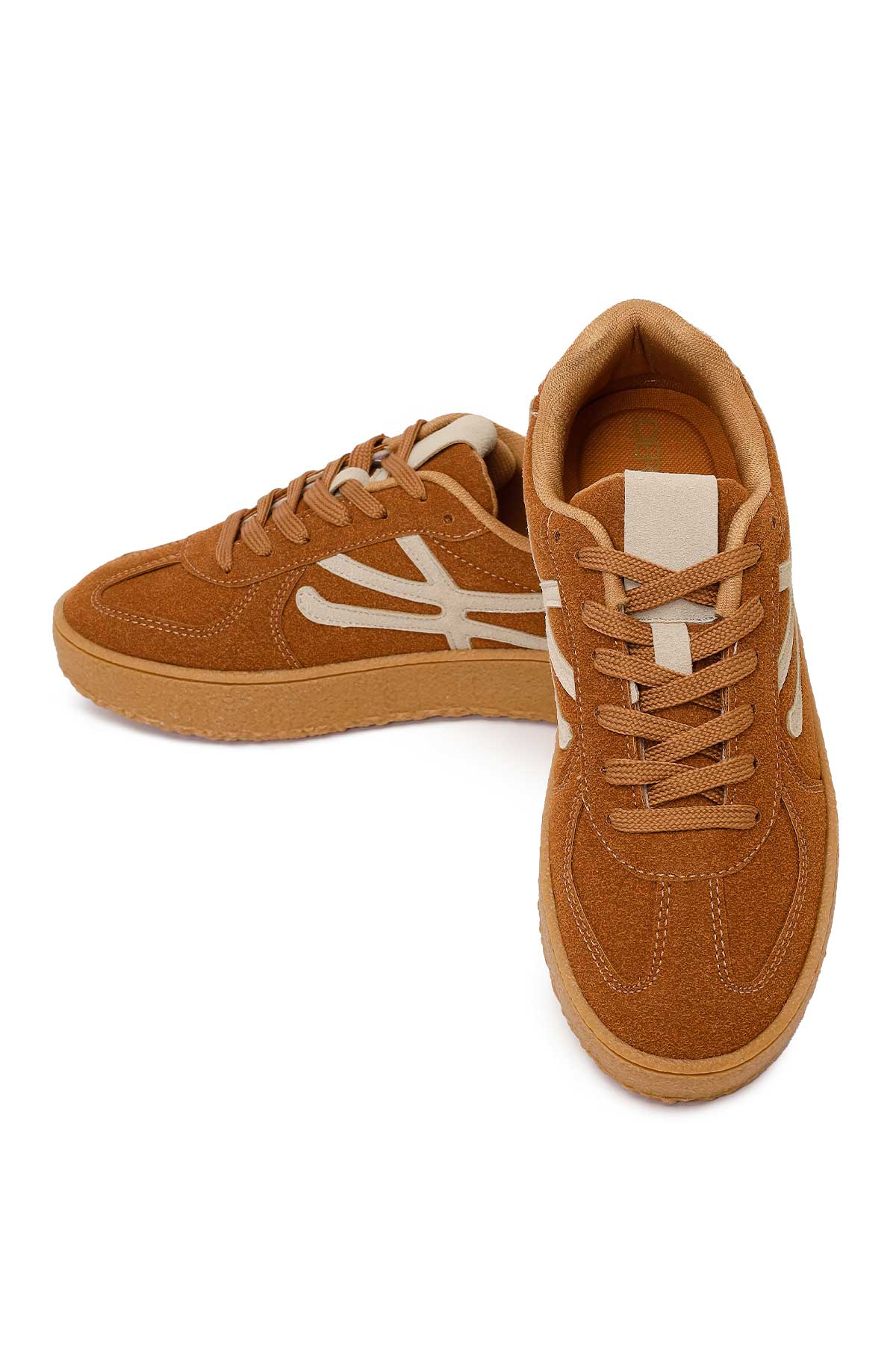 Kadın Taba Bağcıklı Kalın Tabanlı Süet Sneaker - Image 10