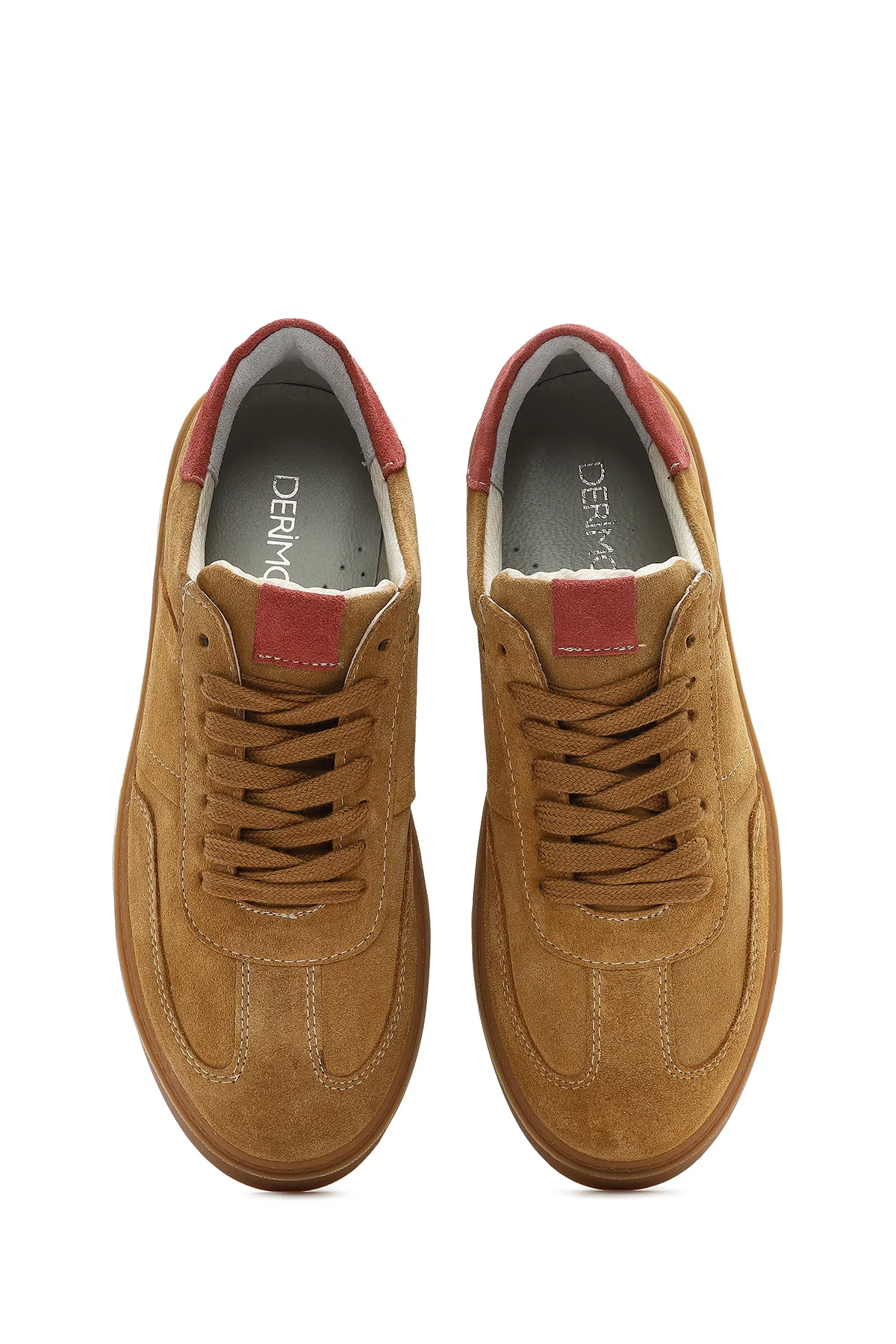 Kadın Taba Bağcıklı Süet Deri Sneaker - Image 7