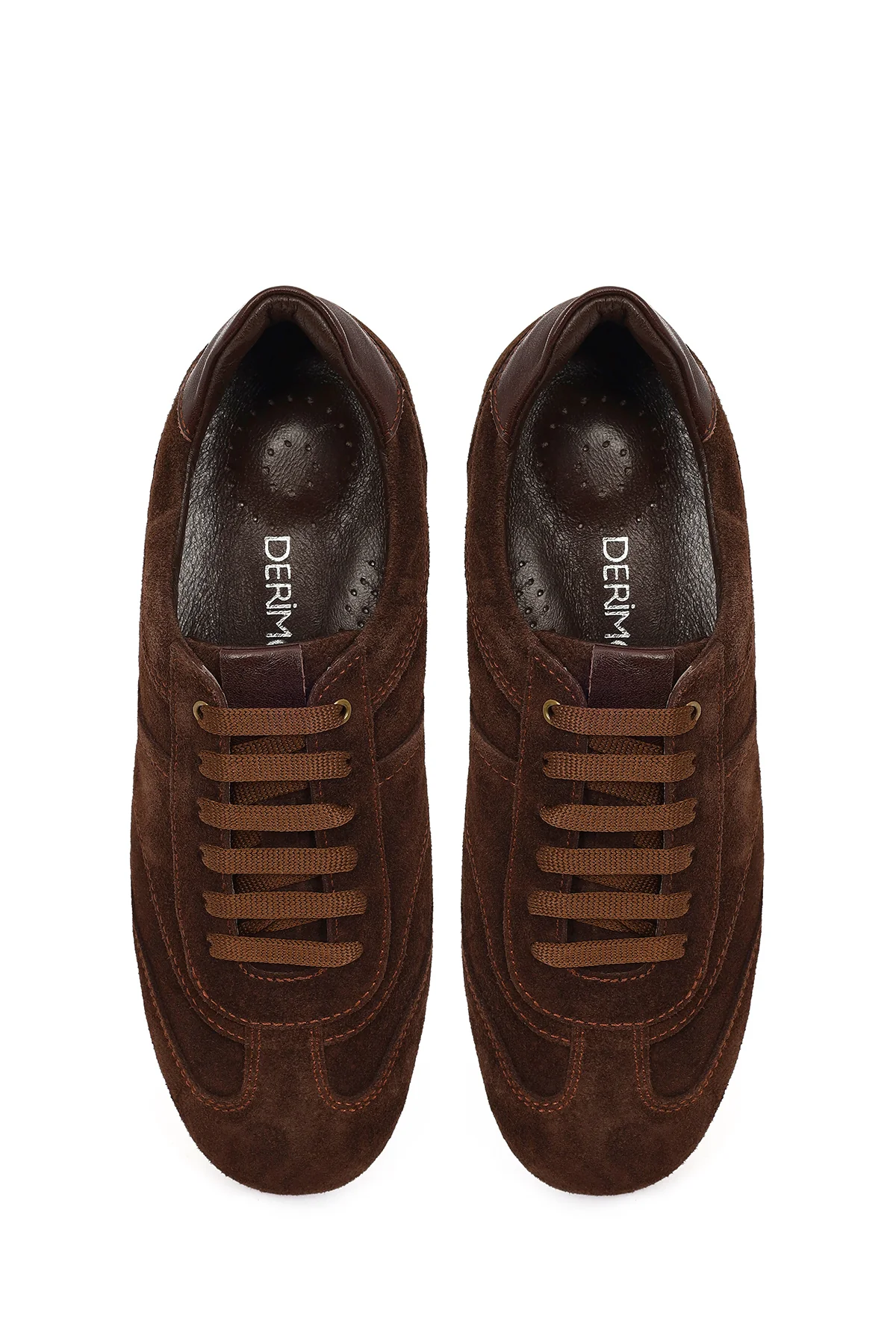 Kadın Taba Bağcıklı Süet Deri Sneaker - Image 4