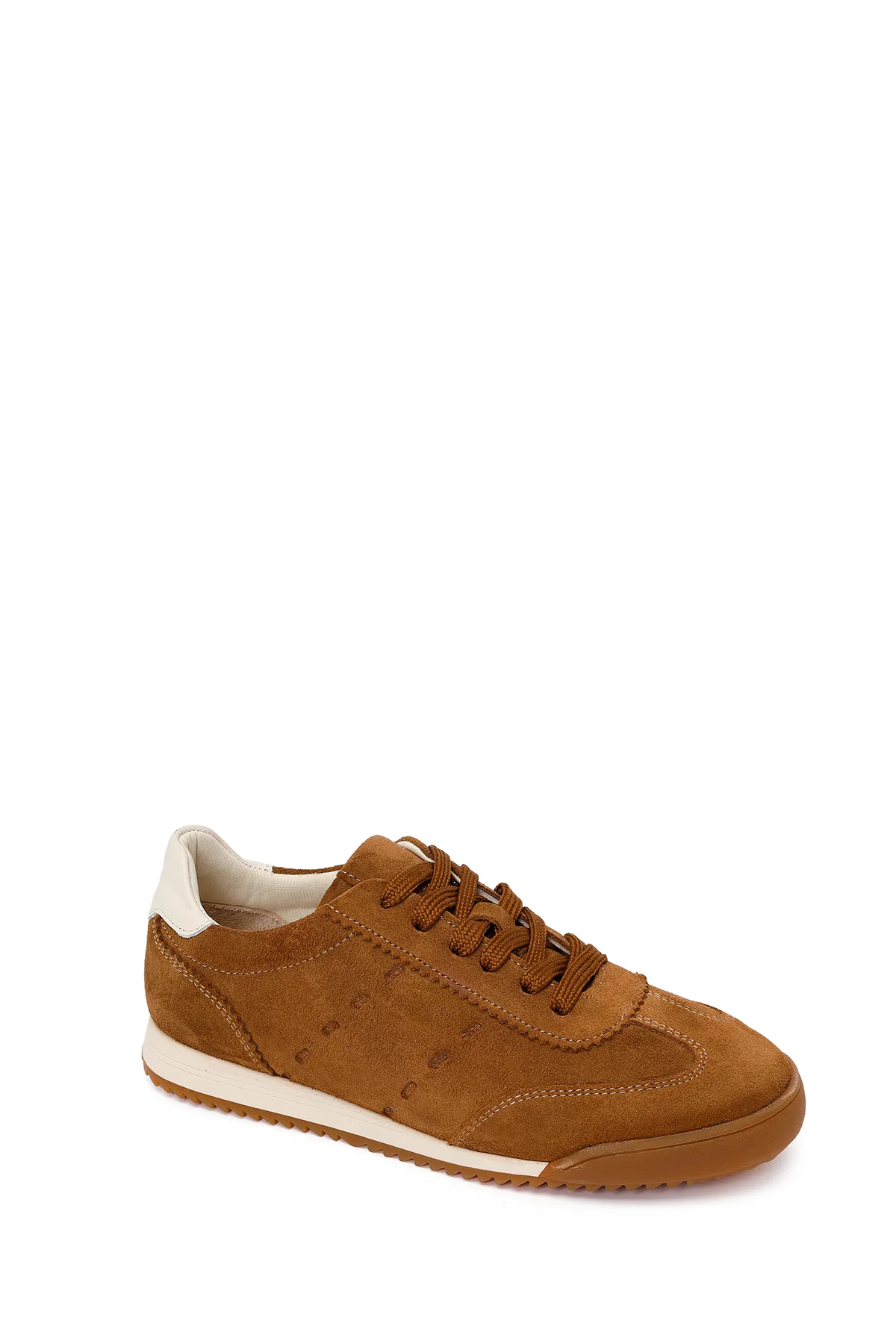 Kadın Taba Bağcıklı Süet Deri Sneaker - Image 7
