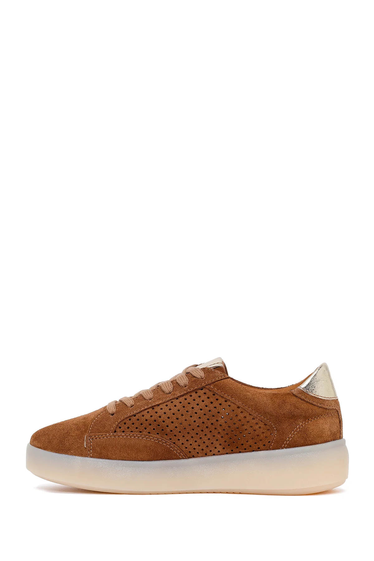 Kadın Taba Bağcıklı Süet Deri Sneaker - Image 3