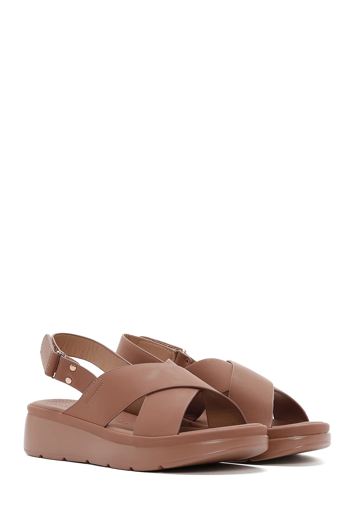 Kadın Taba Bilekten Bantlı Comfort Sandalet - Image 3
