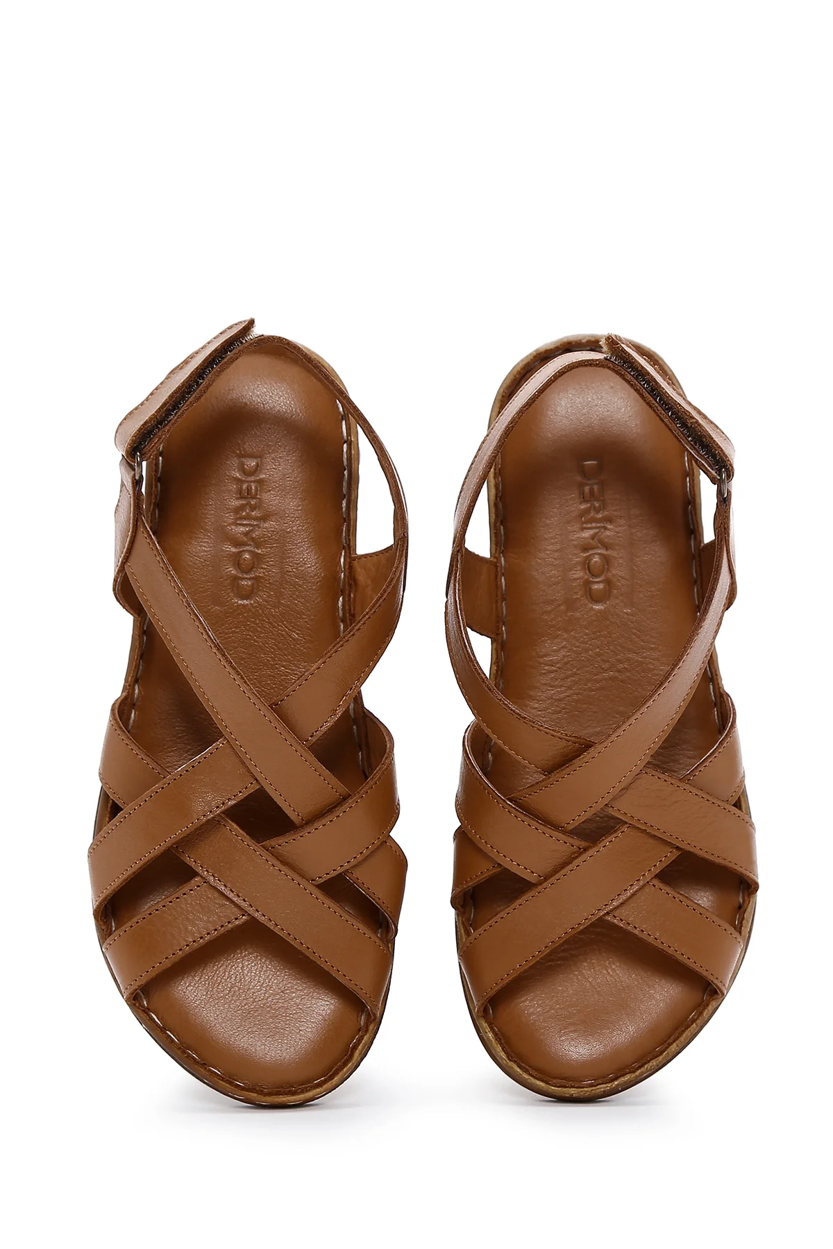 Kadın Taba Bilekten Bantlı Deri Comfort Sandalet - Image 6