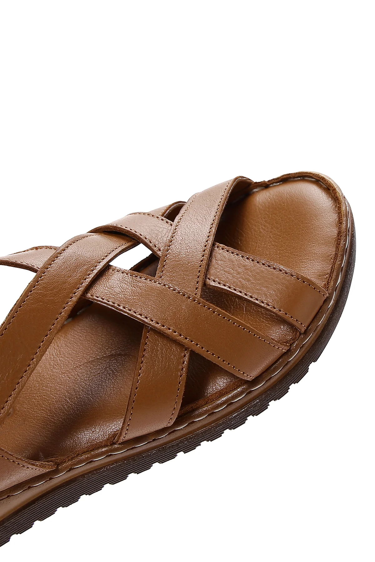 Kadın Taba Bilekten Bantlı Deri Comfort Sandalet - Image 8