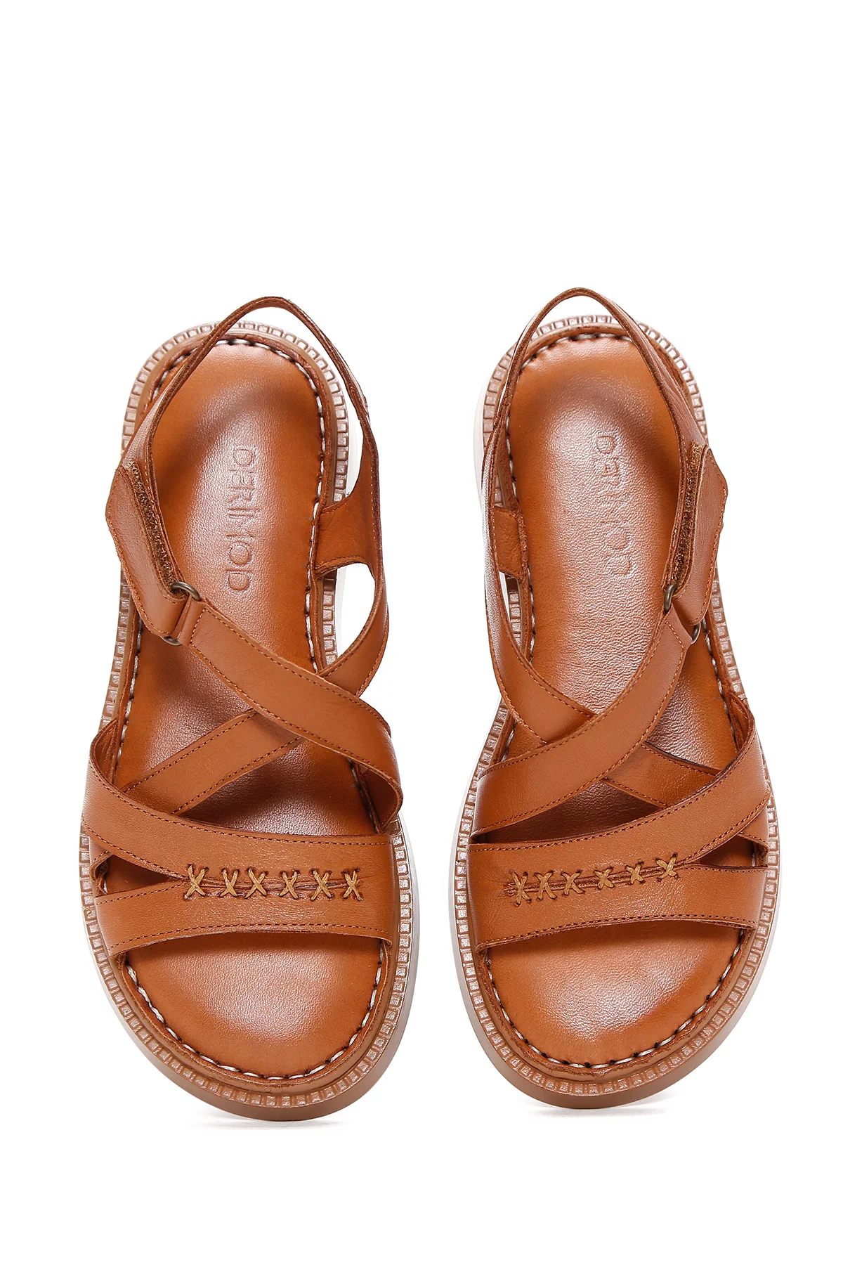 Kadın Taba Bilekten Bantlı Deri Comfort Sandalet - Image 6