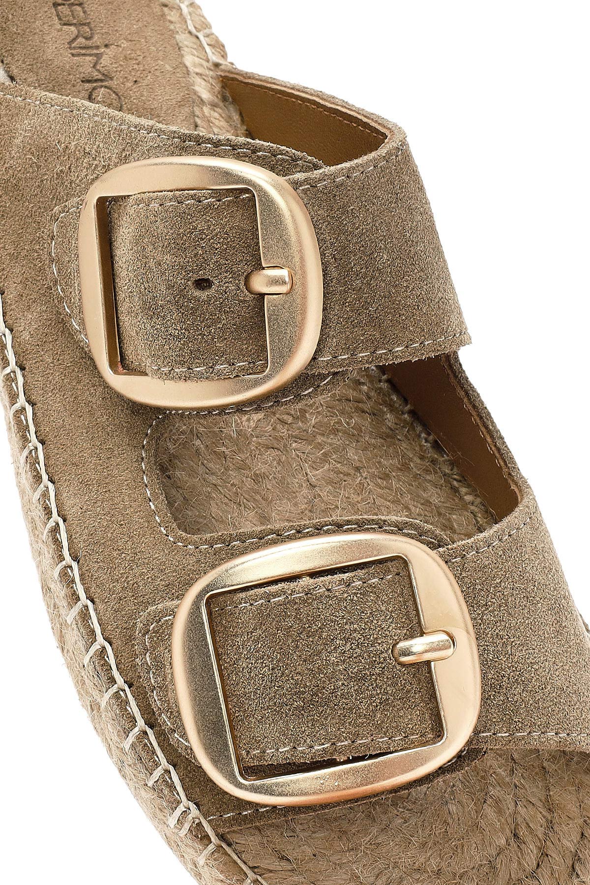 Kadın Taba Çift Tokalı Süet Deri Espadril - Image 10