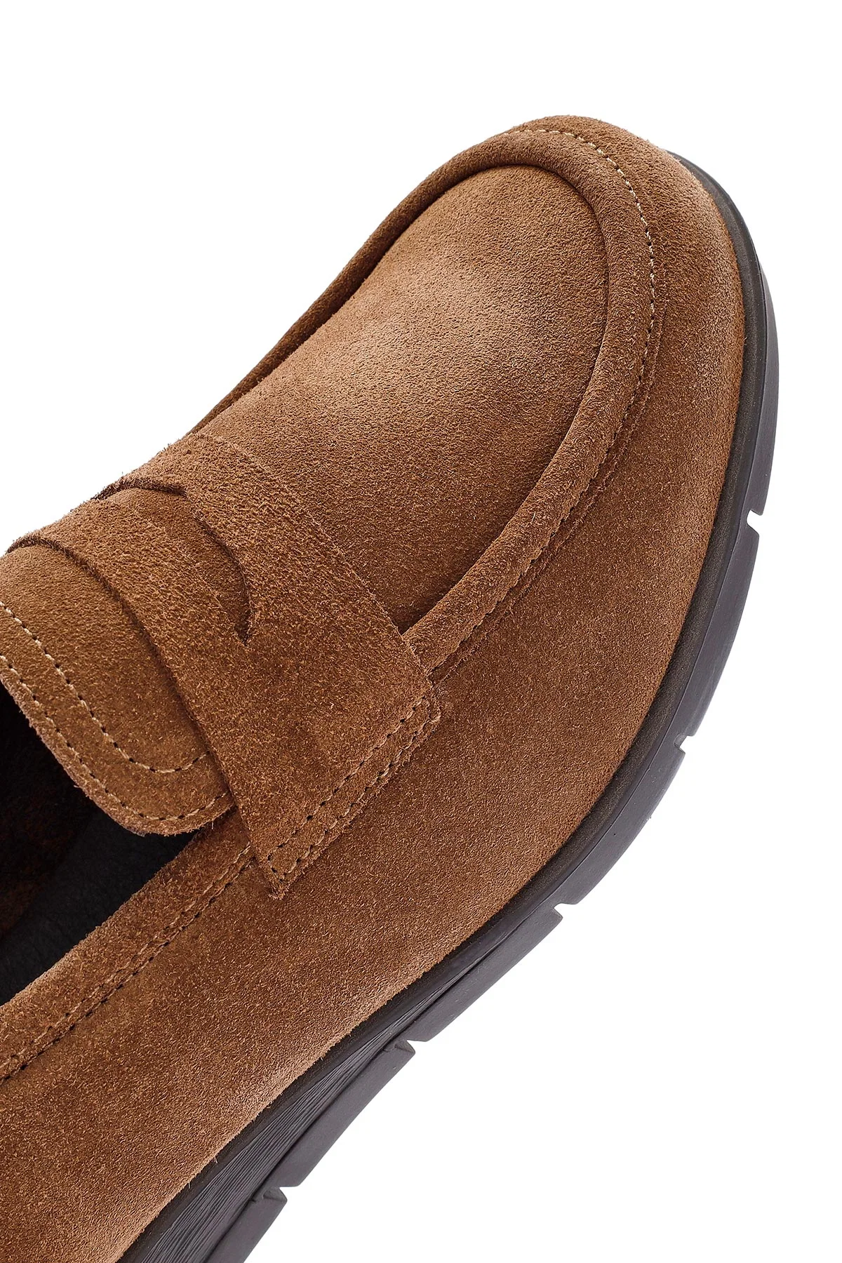 Kadın Taba Dolgu Topuklu Süet Deri Comfort Loafer - Image 10