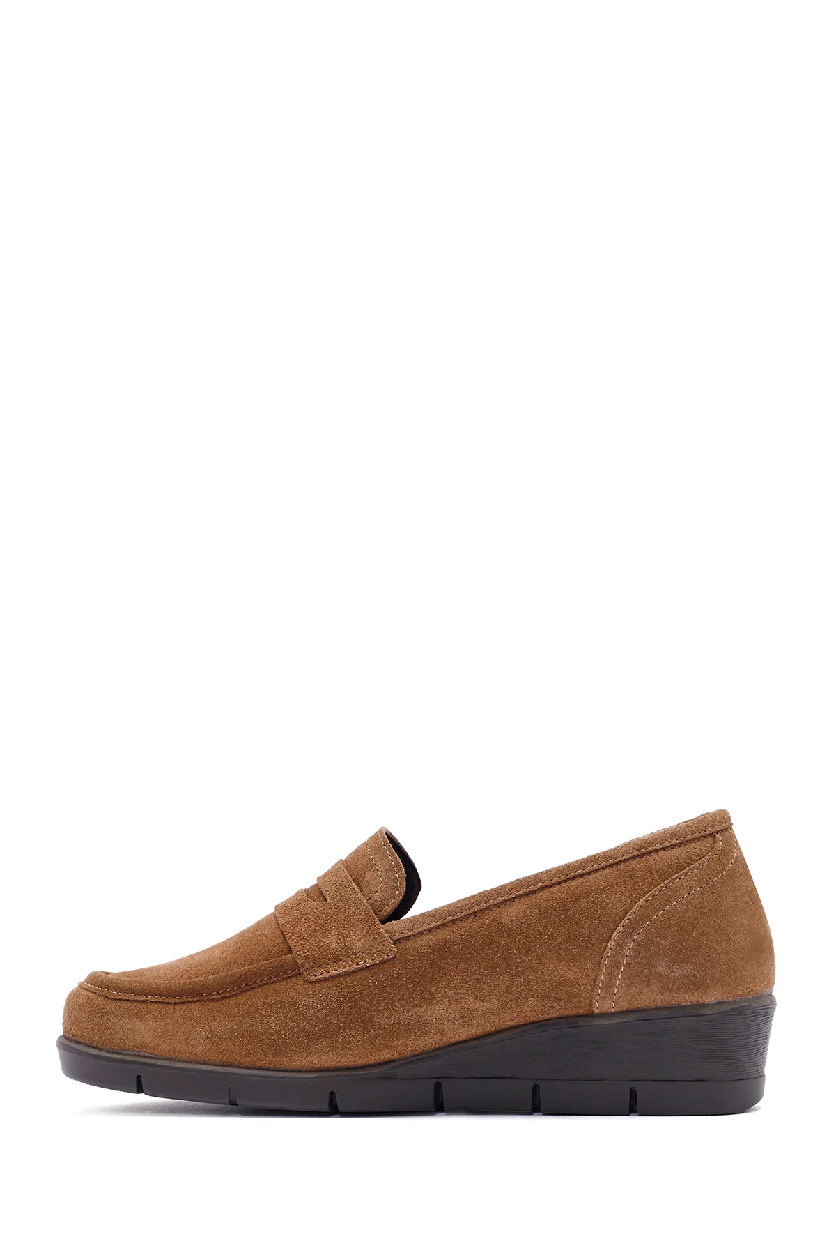 Kadın Taba Dolgu Topuklu Süet Deri Comfort Loafer - Image 2