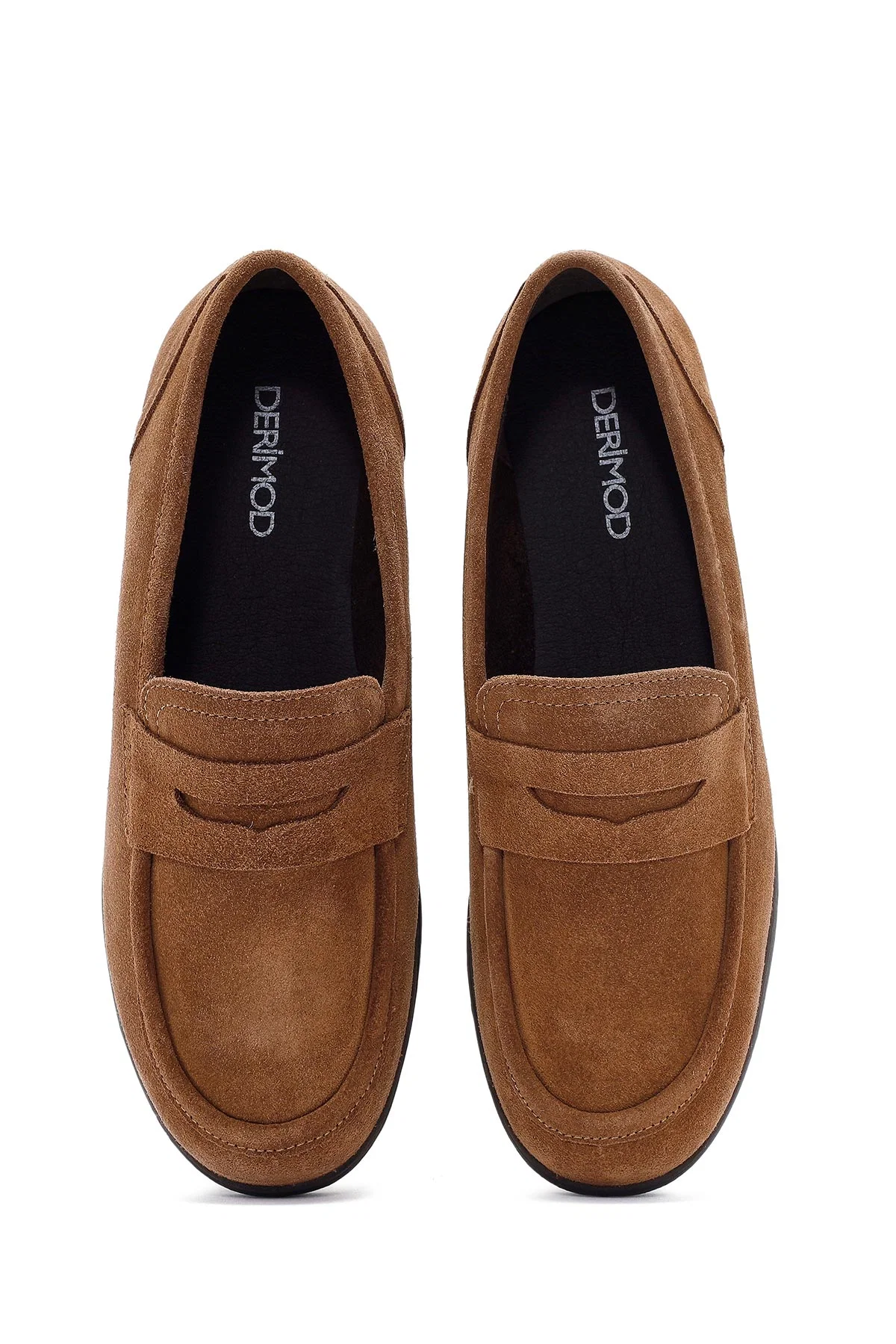 Kadın Taba Dolgu Topuklu Süet Deri Comfort Loafer - Image 7