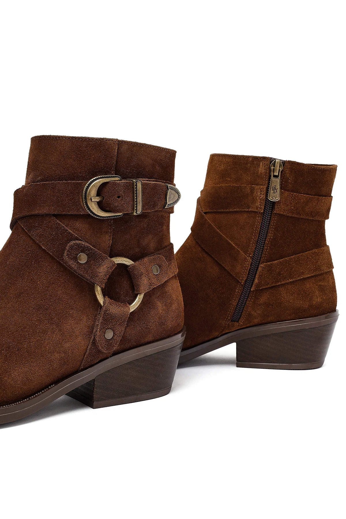 Kadın Taba Fermuarlı Süet Deri Kovboy Bot - Image 10