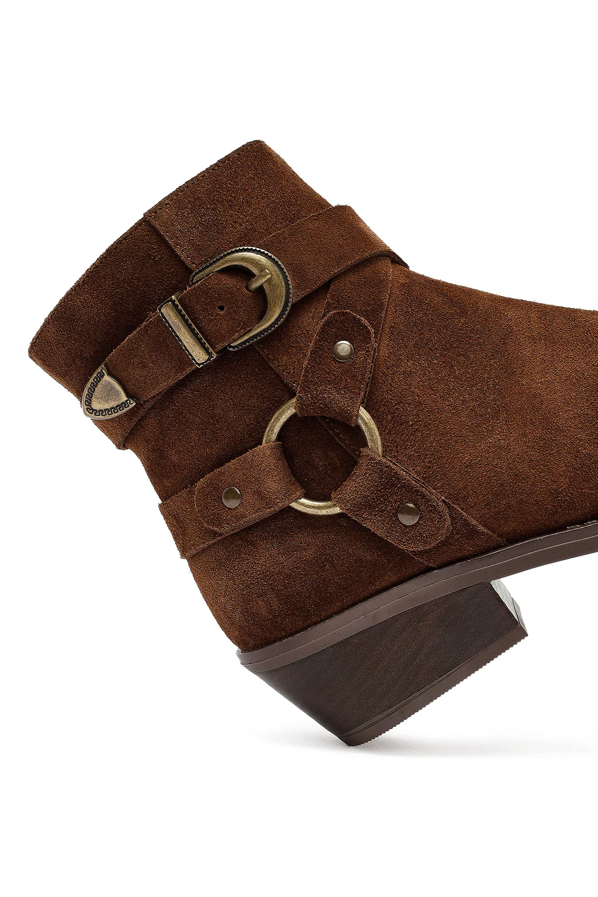 Kadın Taba Fermuarlı Süet Deri Kovboy Bot - Image 12
