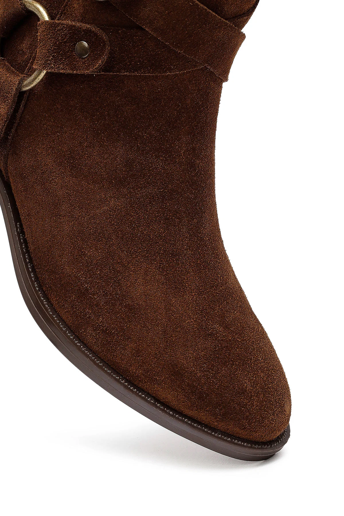 Kadın Taba Fermuarlı Süet Deri Kovboy Bot - Image 13