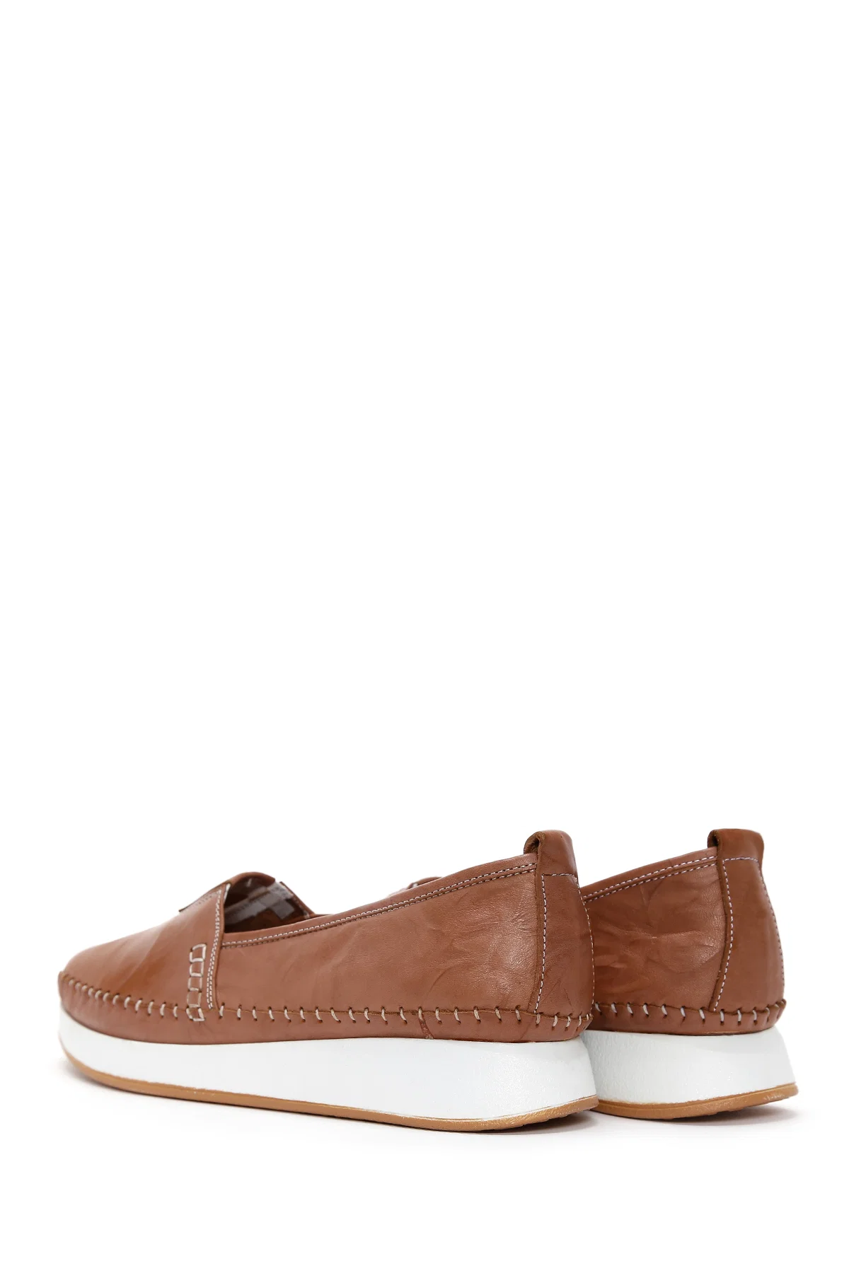 Kadın Taba Kalın Tabanlı Deri Comfort Loafer - Image 5