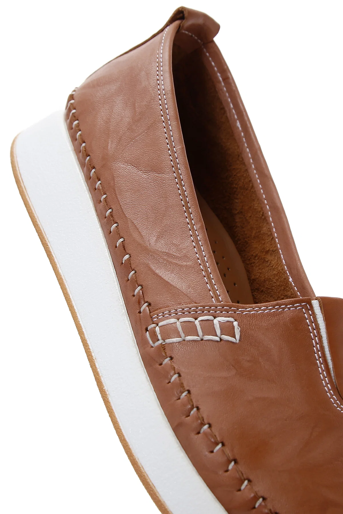 Kadın Taba Kalın Tabanlı Deri Comfort Loafer - Image 7