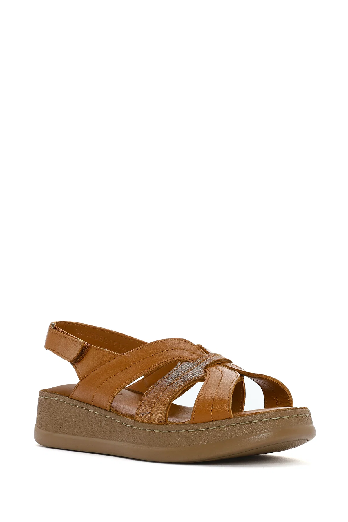 Kadın Taba Kalın Tabanlı Deri Comfort Sandalet - Image 6