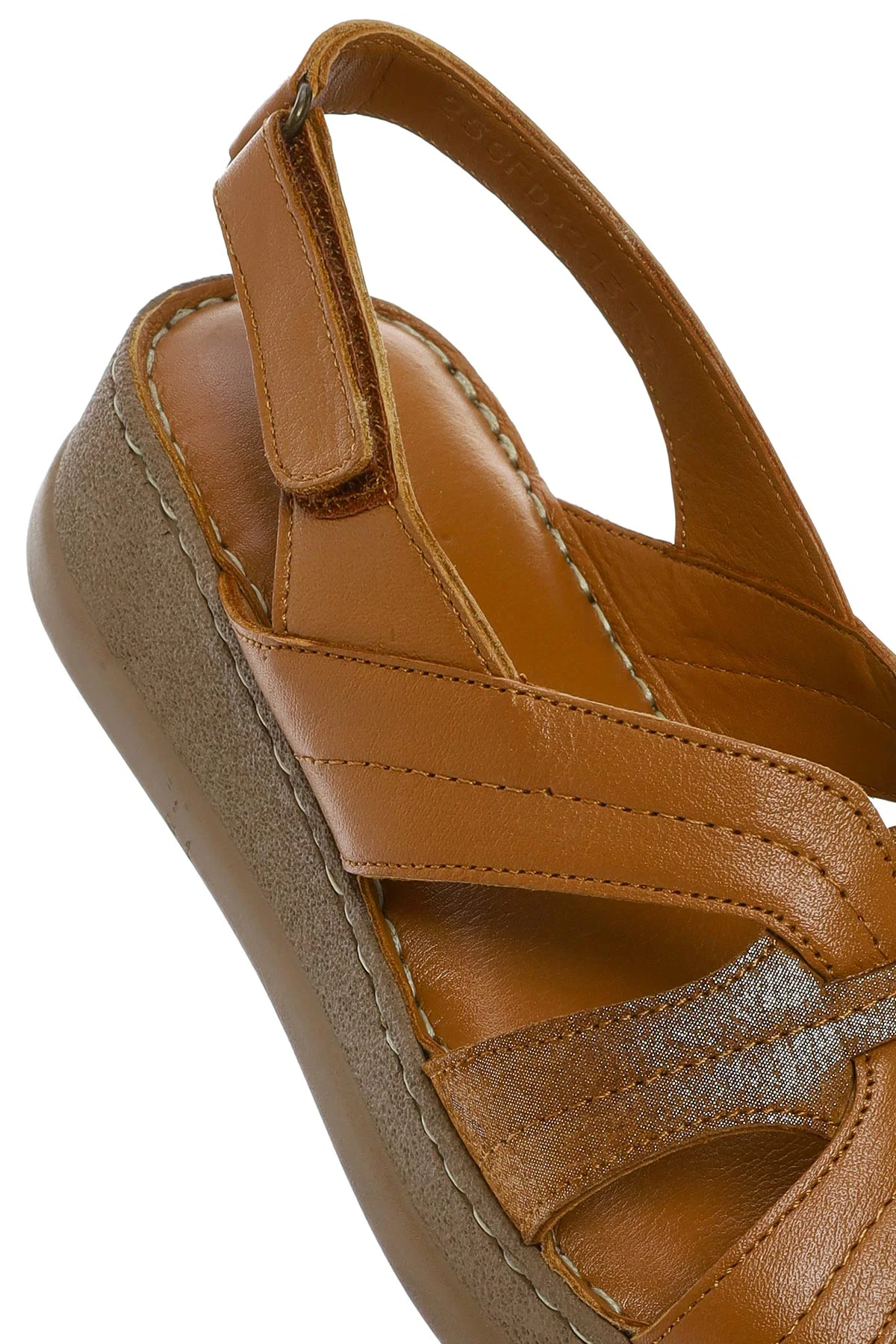 Kadın Taba Kalın Tabanlı Deri Comfort Sandalet - Image 9